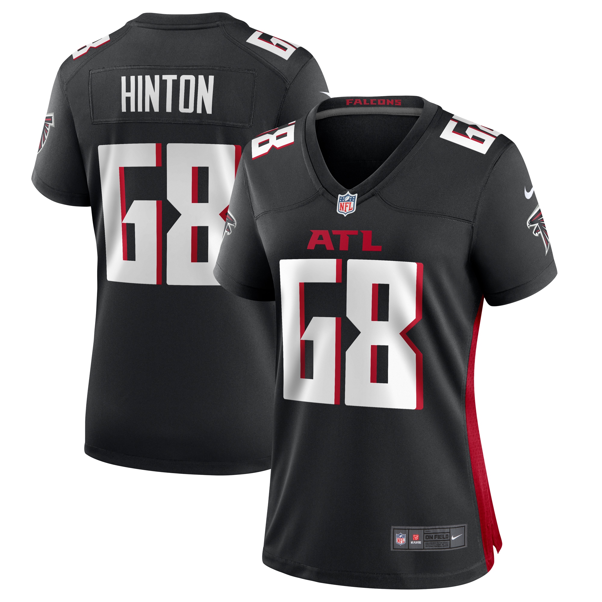 Women's Atlanta Falcons Kyle Hinton Black Team Game Jersey JS2653 nicesnker