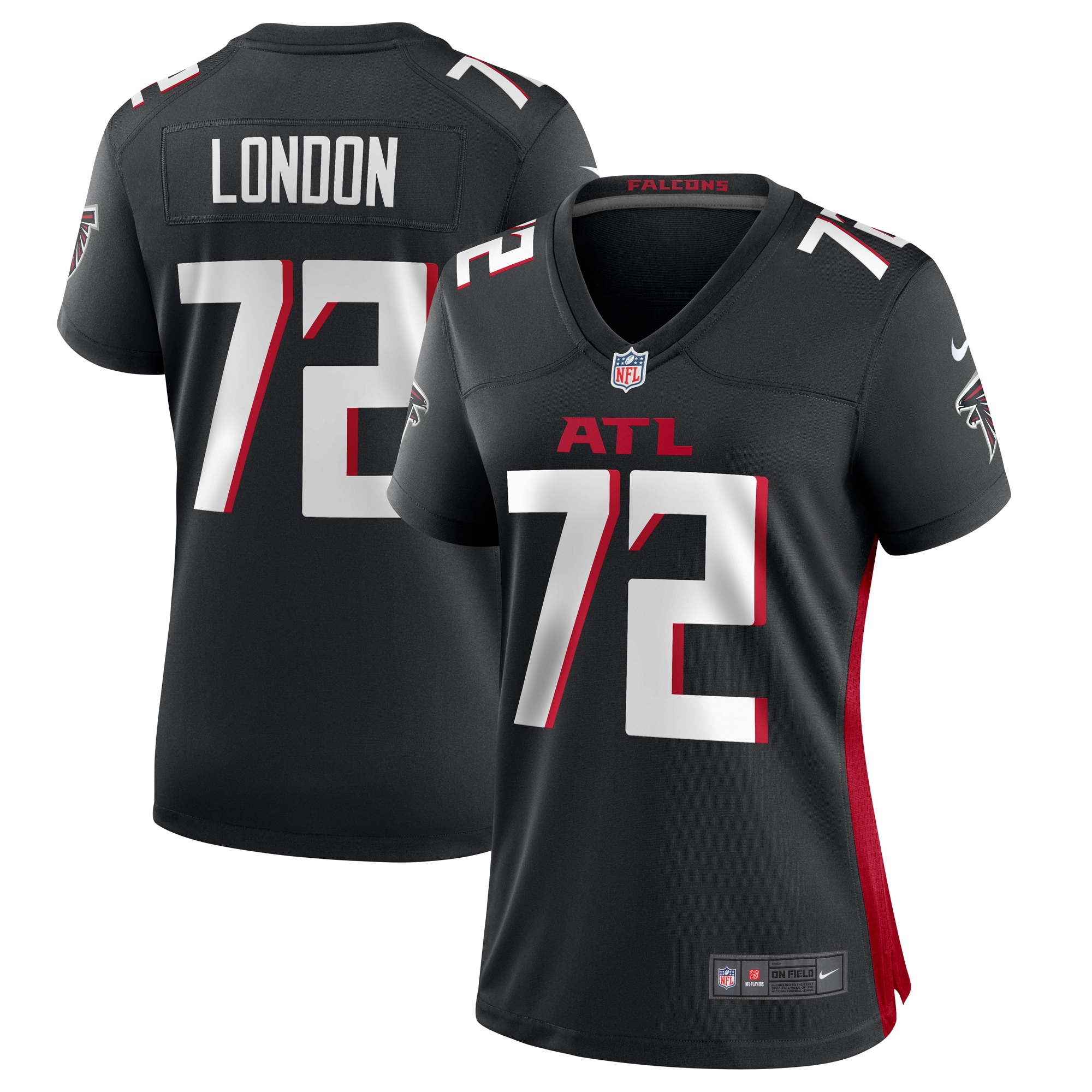 Women's Atlanta Falcons LaCale London Black Game Jersey JS3740 nicesnker