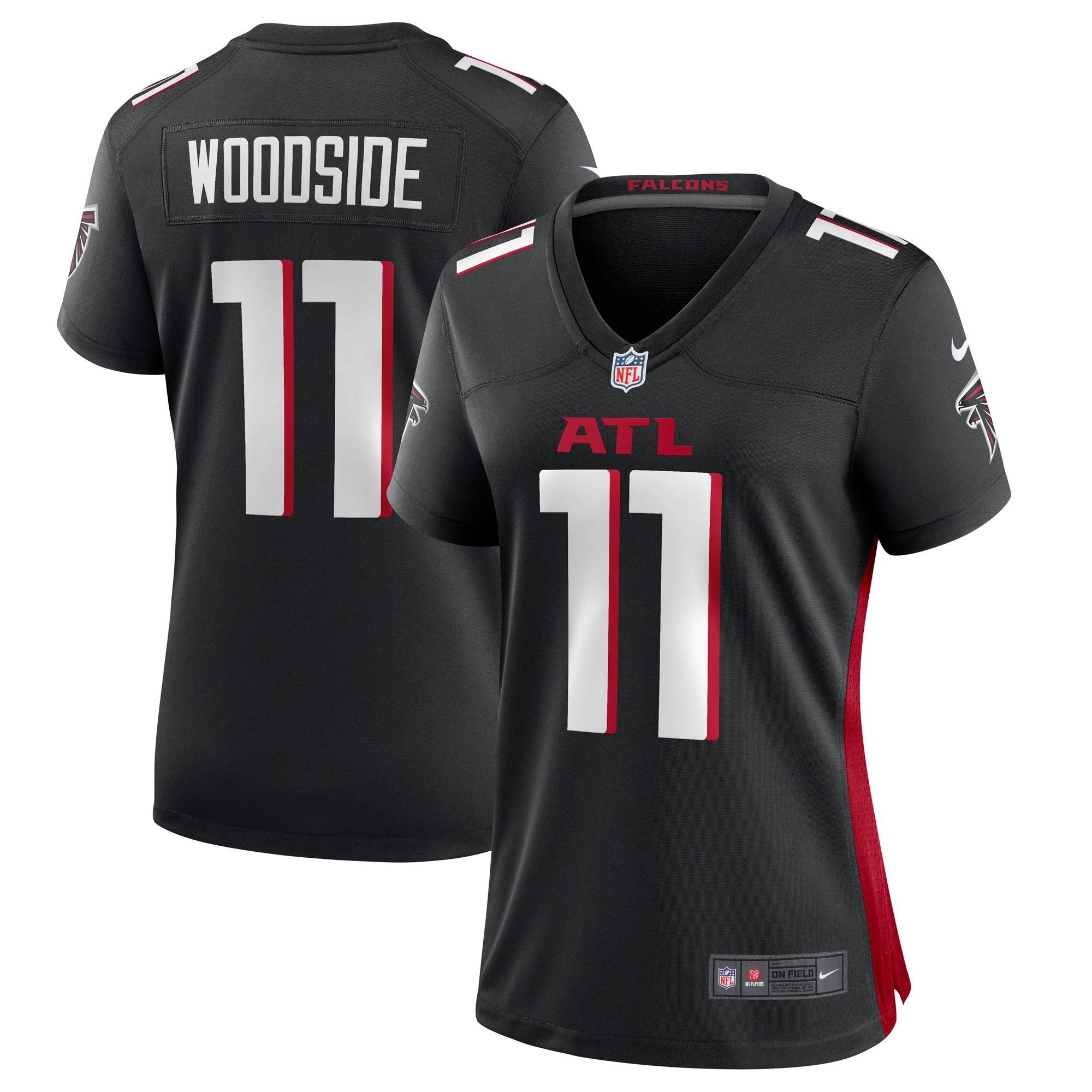 Women's Atlanta Falcons Logan Woodside Black Team Game Jersey JS8839 nicesnker