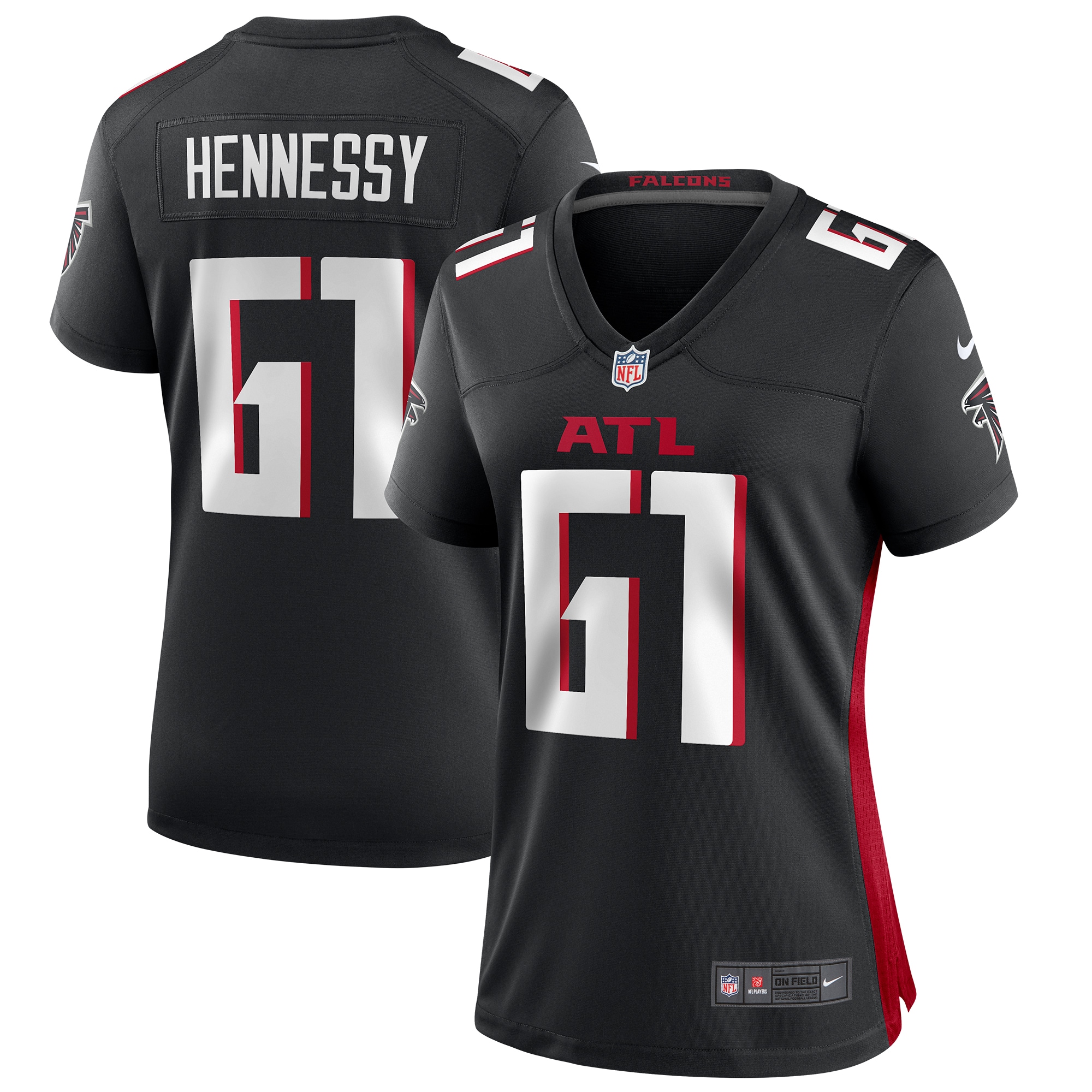 Women's Atlanta Falcons Matt Hennessy Black Game Jersey JS9127 nicesnker