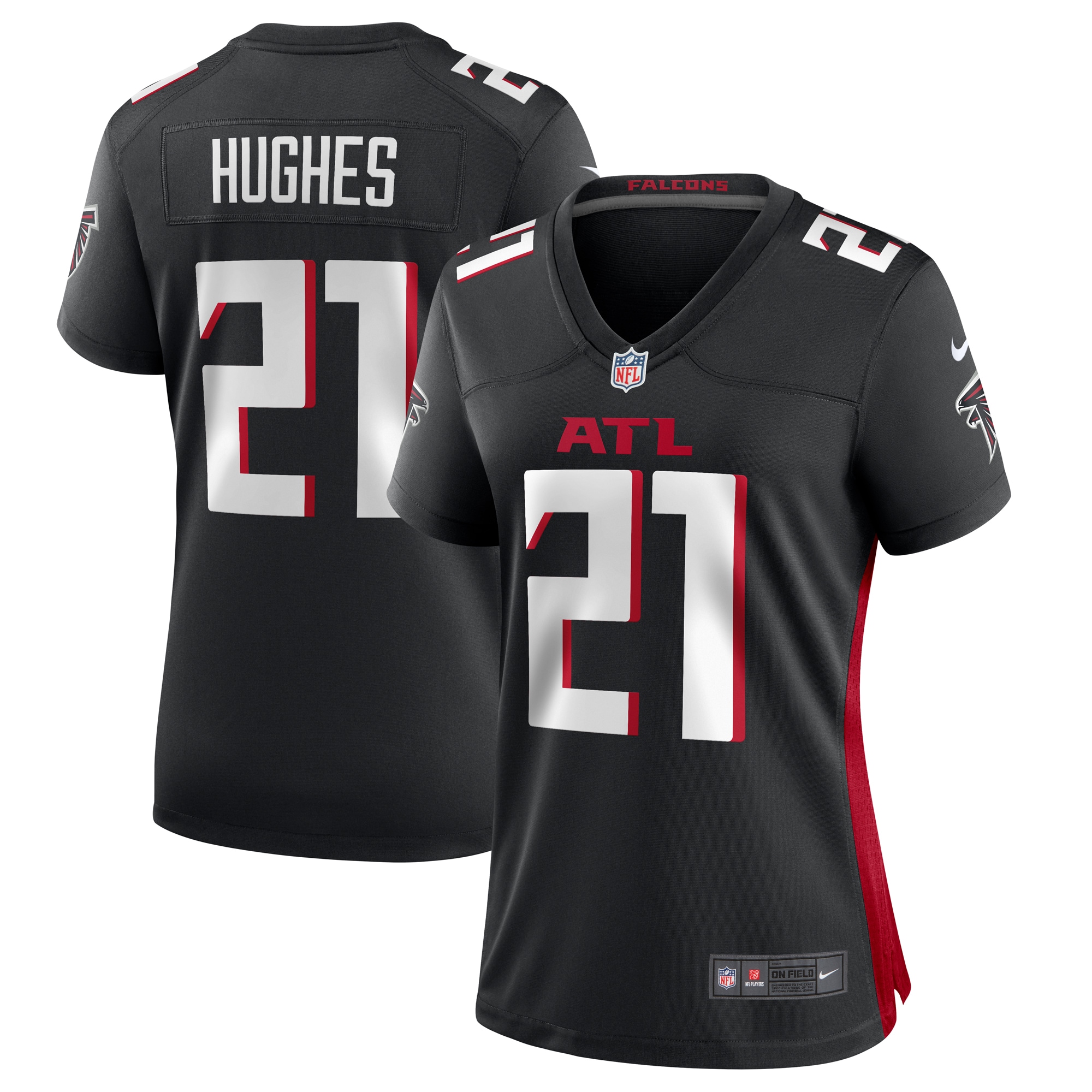 Women's Atlanta Falcons Mike Hughes Black Game Player Jersey JS1605 nicesnker