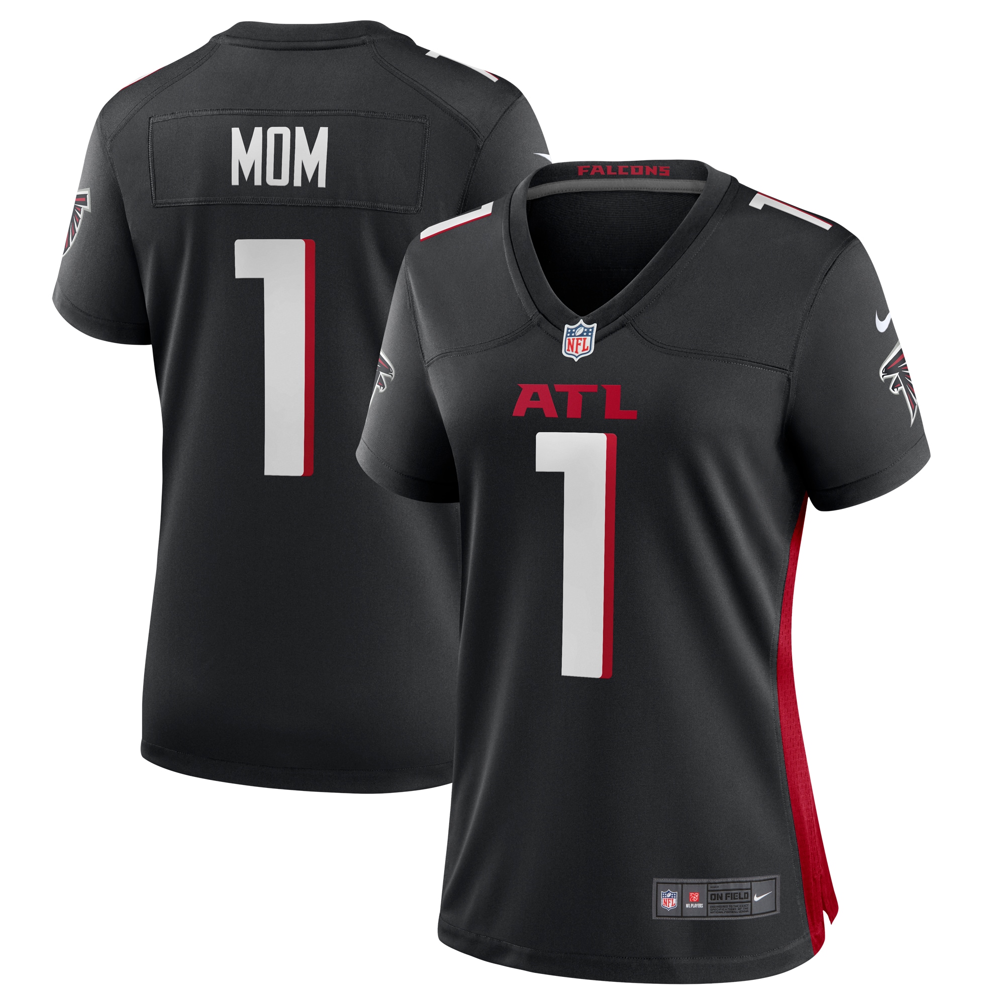 Women's Atlanta Falcons Number 1 Mom Black Game Jersey JS6170 nicesnker