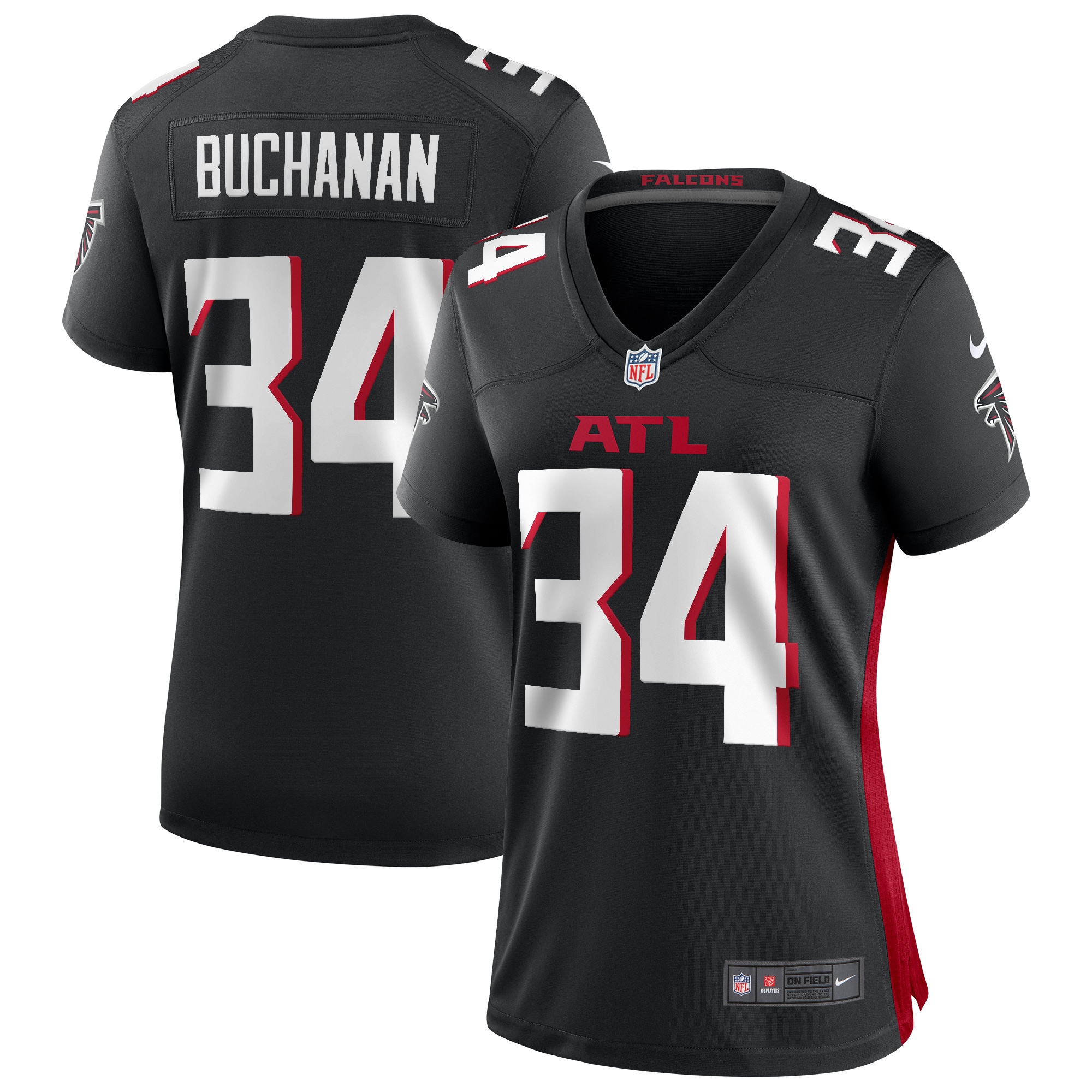 Women's Atlanta Falcons Ray Buchanan Black Game Retired Player Jersey JS6084 nicesnker