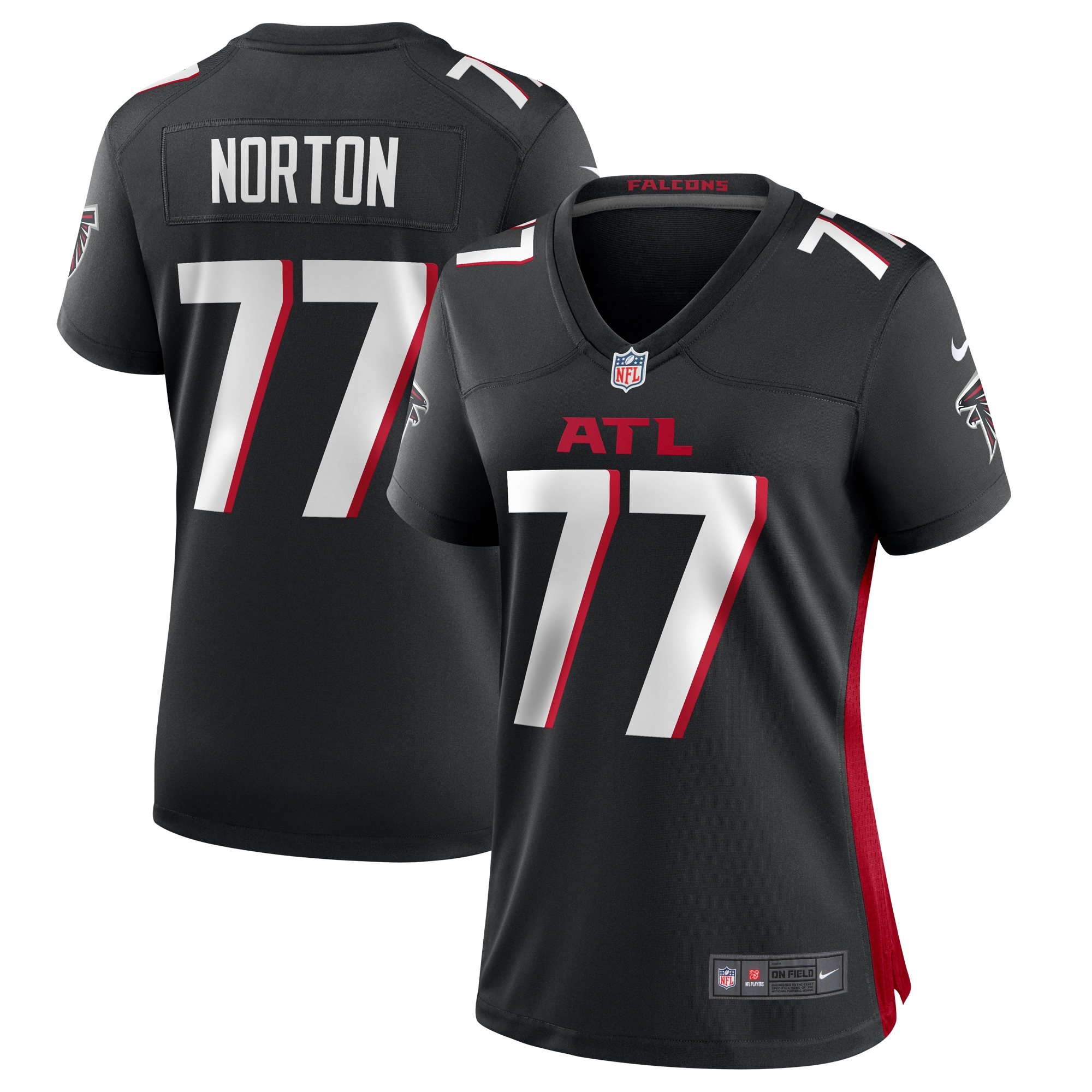 Women's Atlanta Falcons Storm Norton Black Game Jersey JS5625 nicesnker