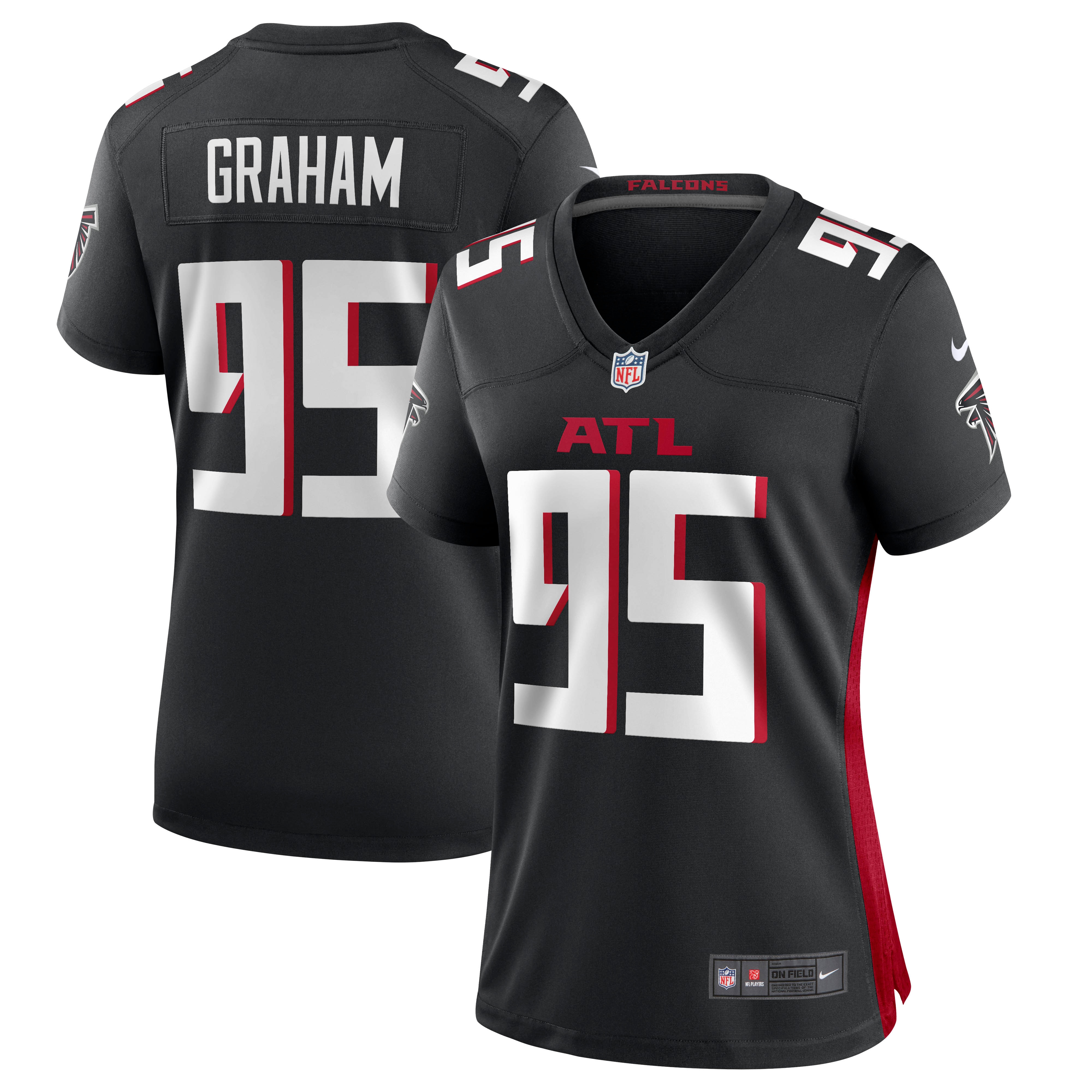 Women's Atlanta Falcons Ta'Quon Graham Black Game Jersey JS7771 nicesnker