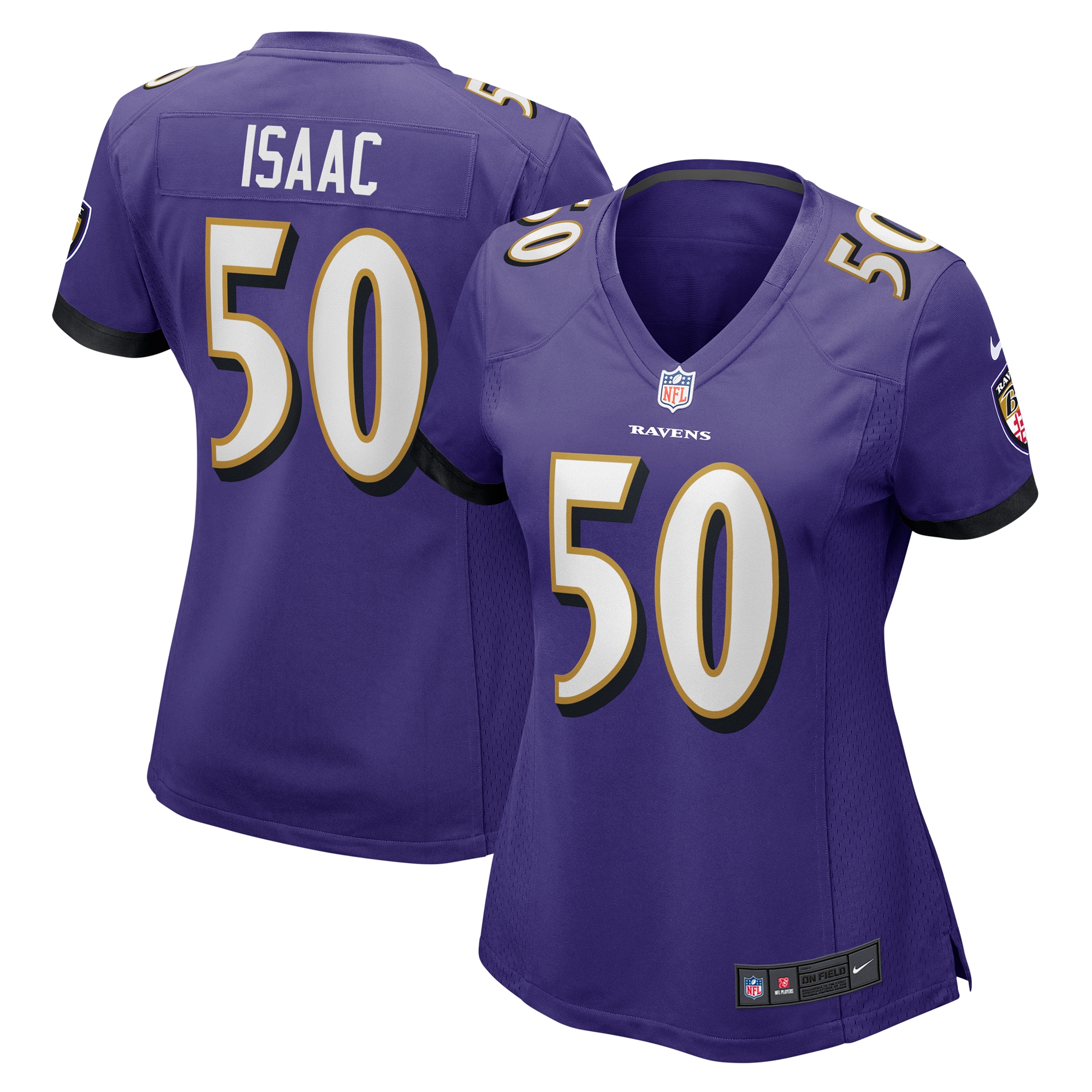Women's Baltimore Ravens Adisa Isaac Purple Game Jersey JS2314 nicesnker