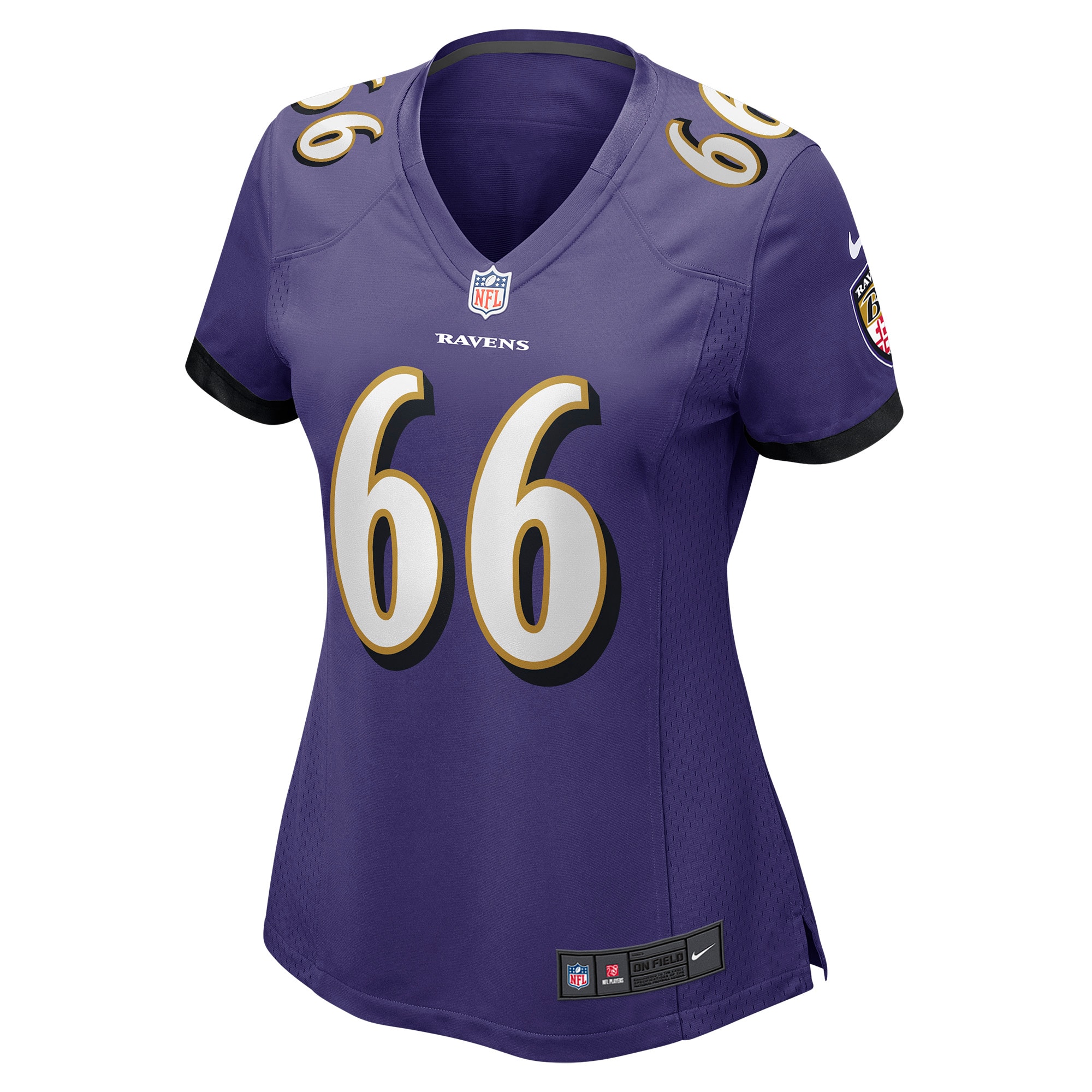 Alternative view of Women's Baltimore Ravens Ben Cleveland Purple Game Jersey JS1455 nicesnker