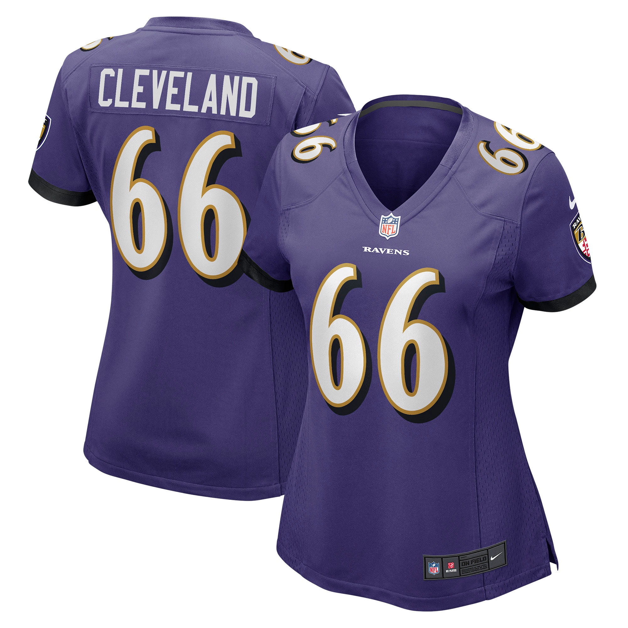 Women's Baltimore Ravens Ben Cleveland Purple Game Jersey JS1455 nicesnker