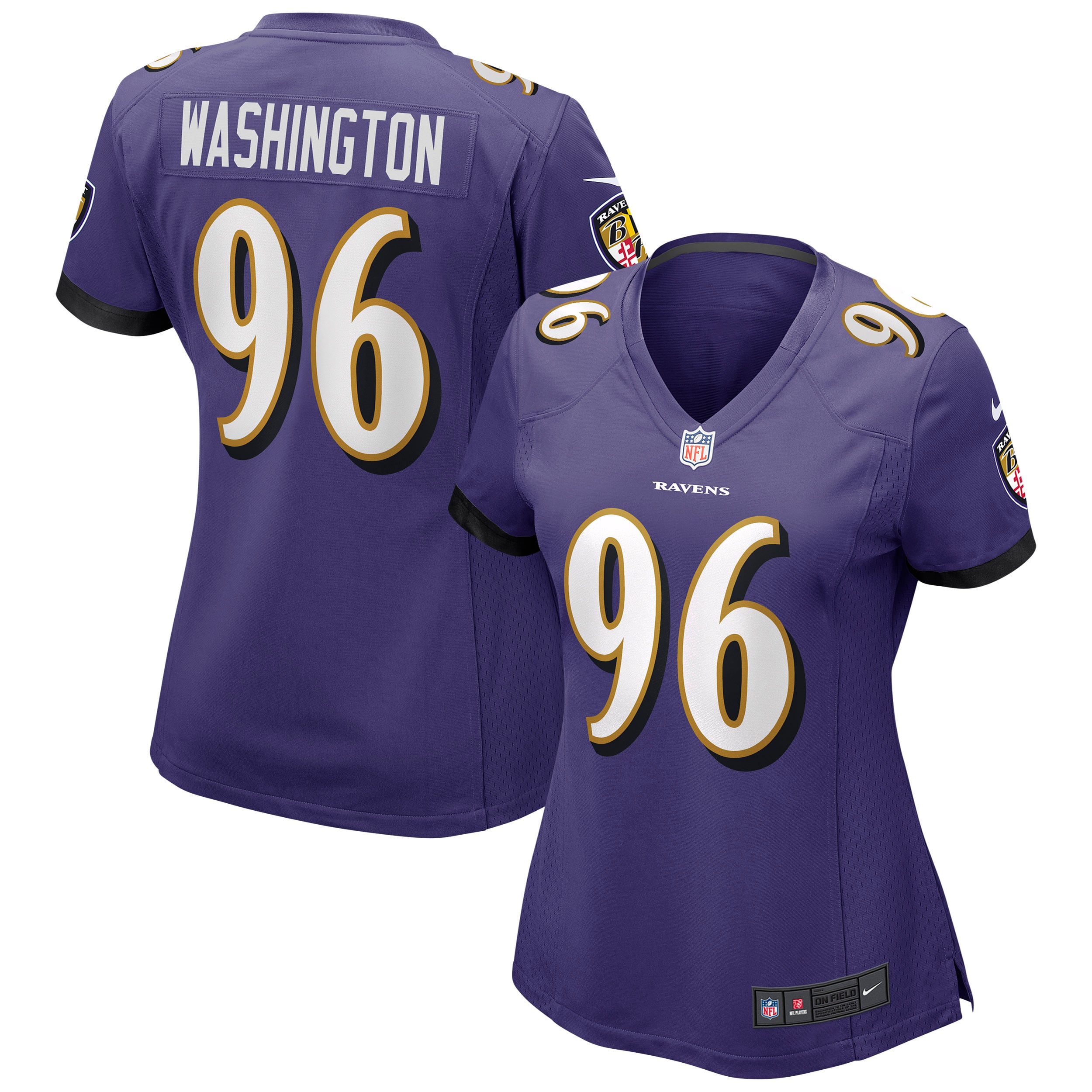 Women's Baltimore Ravens Broderick Washington Purple Game Jersey JS2449 nicesnker