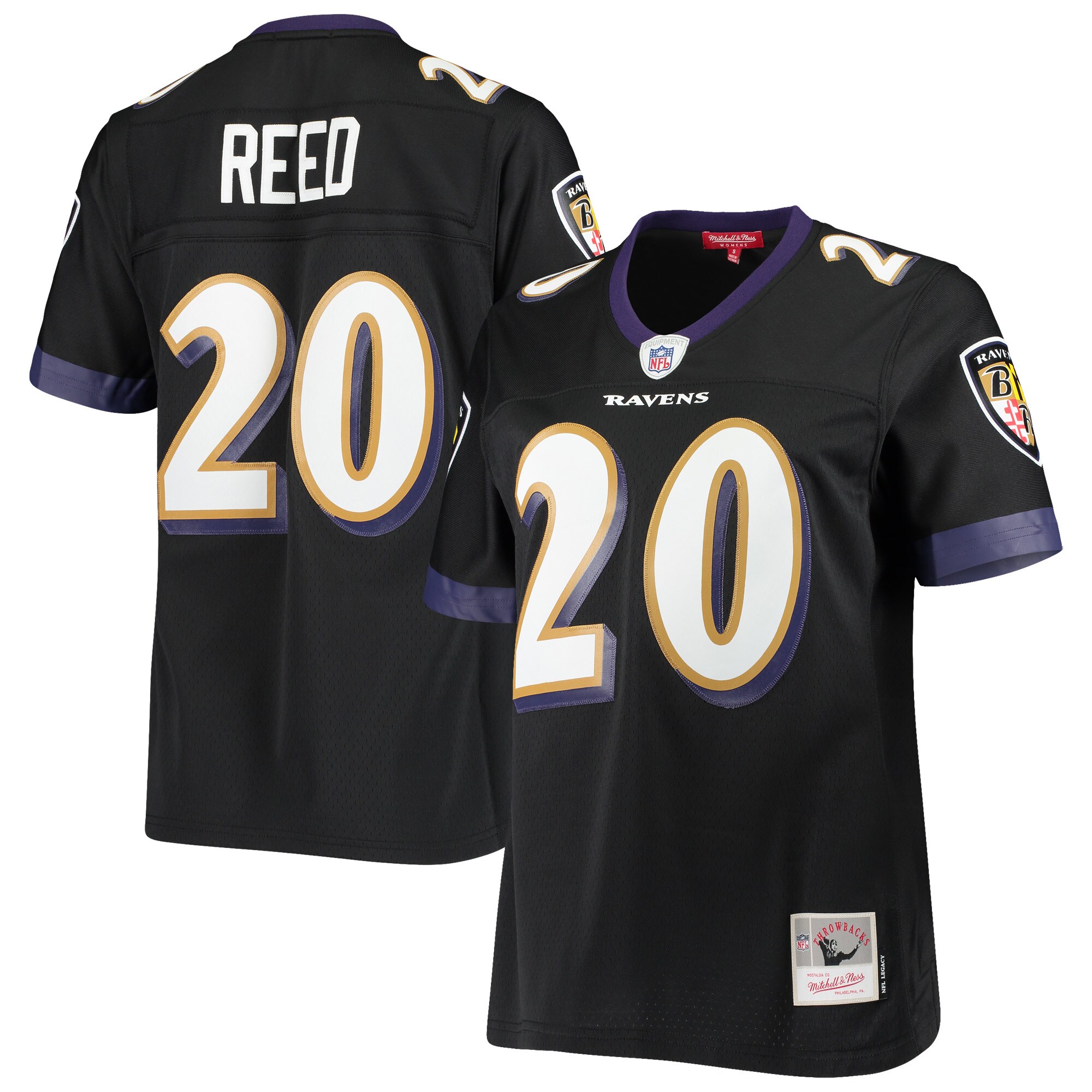 Women's Baltimore Ravens Ed Reed Mitchell & Ness Black Legacy Team Jersey JS5812 nicesnker