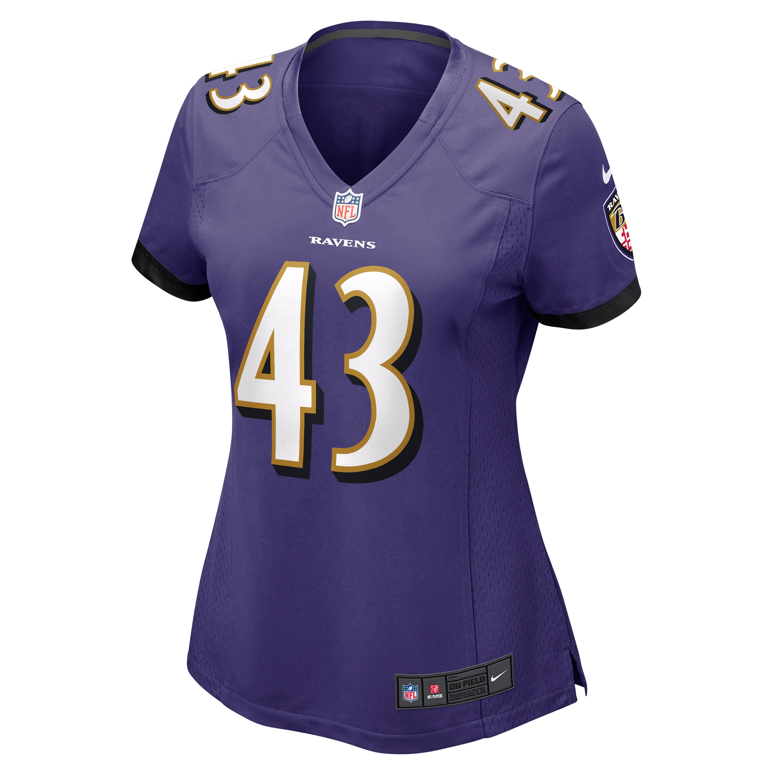 Alternative view of Women's Baltimore Ravens Justice Hill Purple Game Jersey JS6435 nicesnker