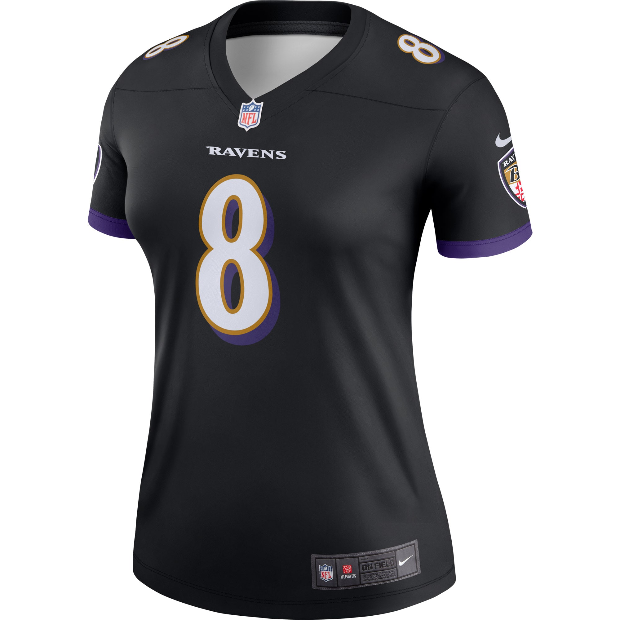 Alternative view of Women's Baltimore Ravens Lamar Jackson Black Alternate Legend Player Performance Top JS7510 nicesnker