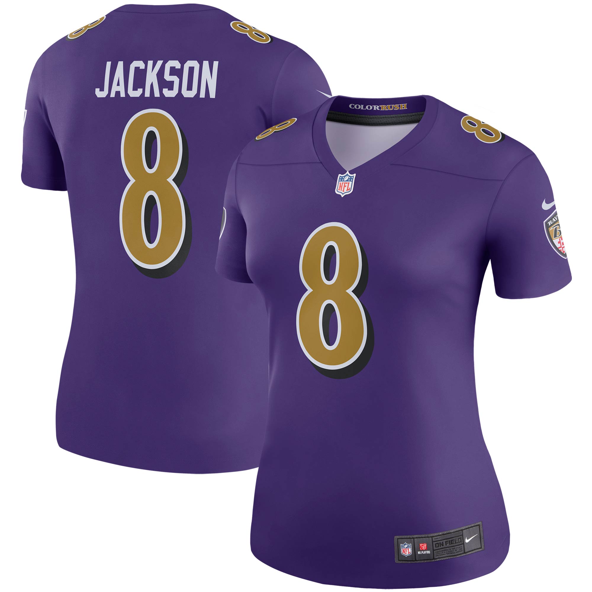 Women's Baltimore Ravens Lamar Jackson Purple Alternate Legend Player Performance Top JS8382 nicesnker