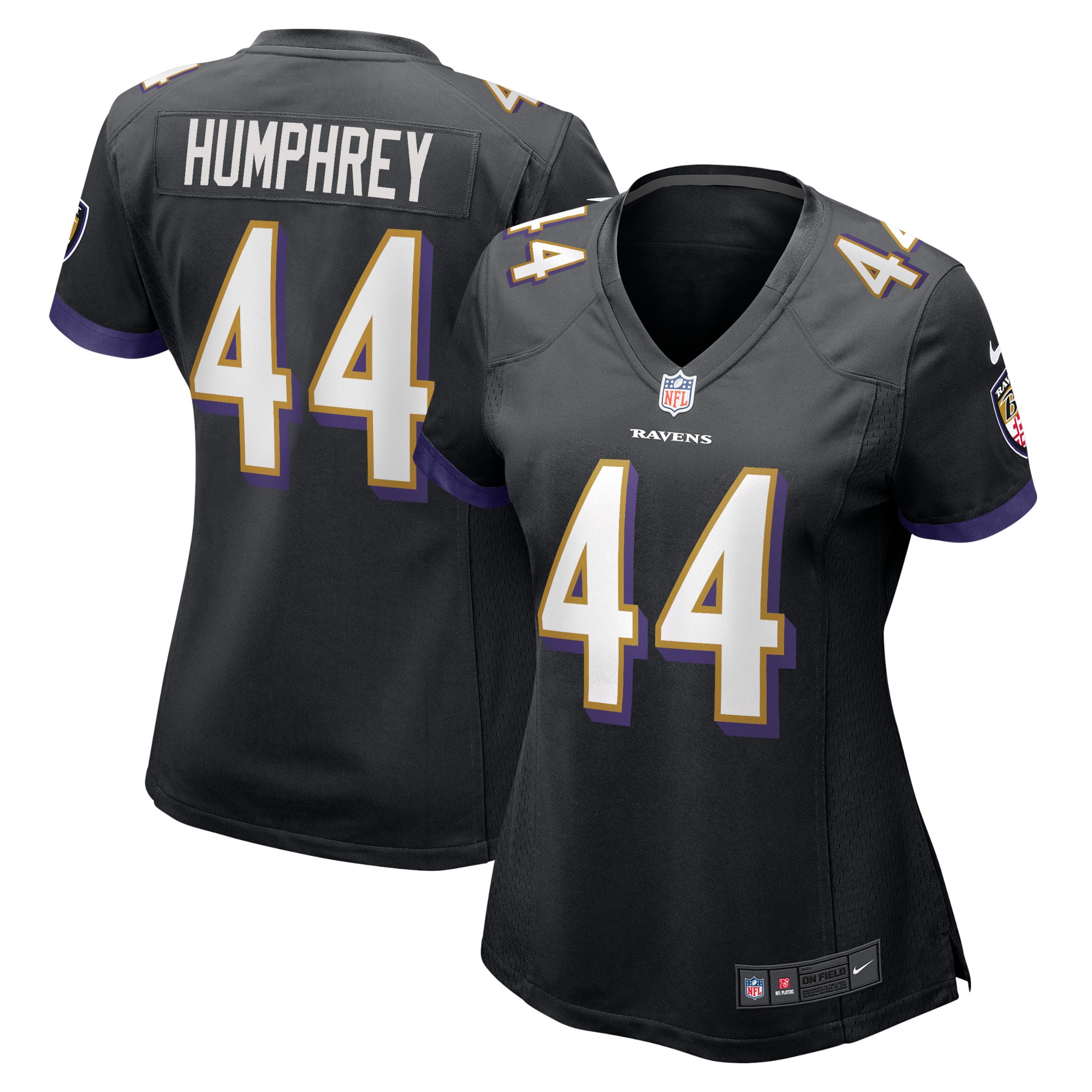 Women's Baltimore Ravens Marlon Humphrey Black Game Jersey JS7431 nicesnker