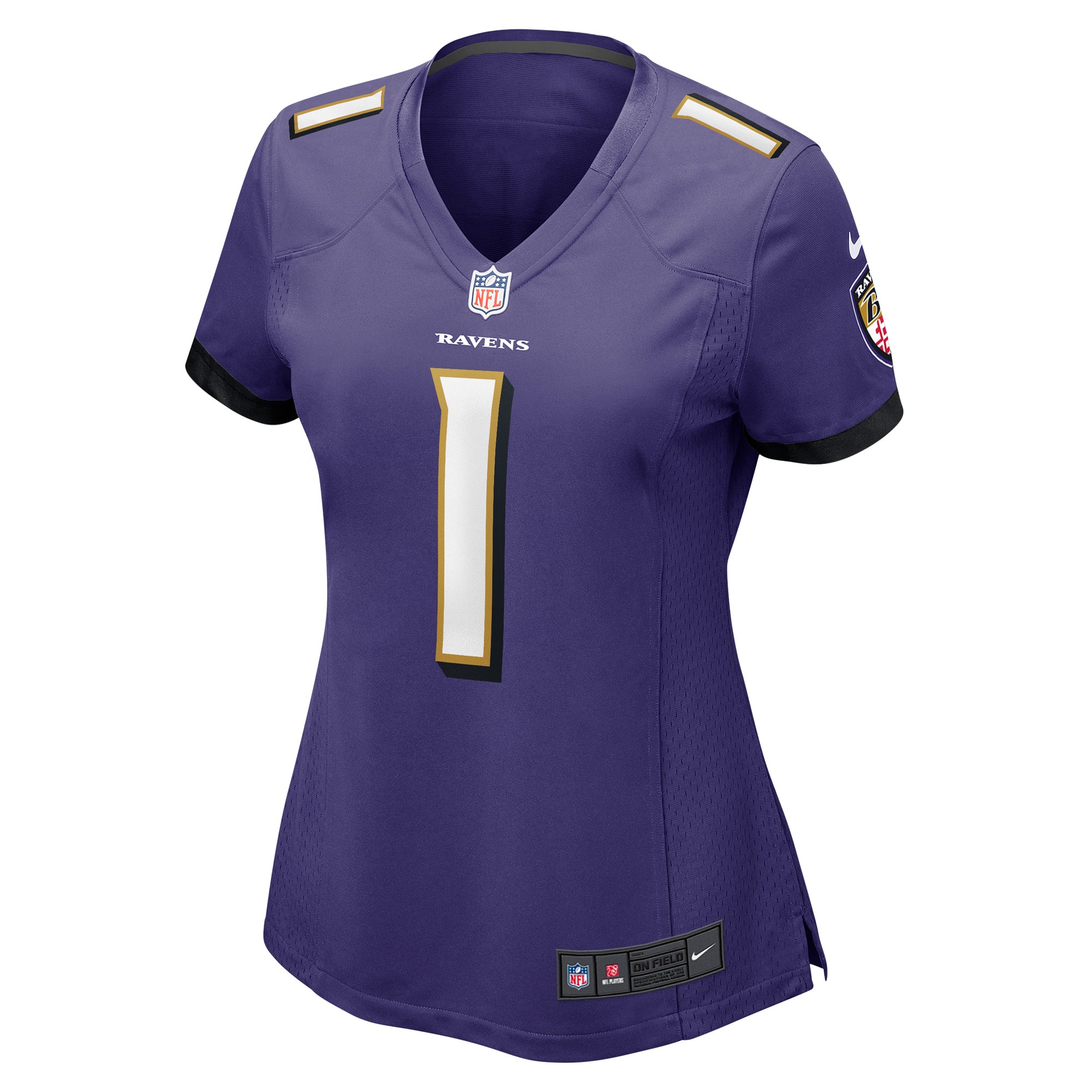 Alternative view of Women's Baltimore Ravens Number 1 Bride Purple Game Jersey JS8253 nicesnker