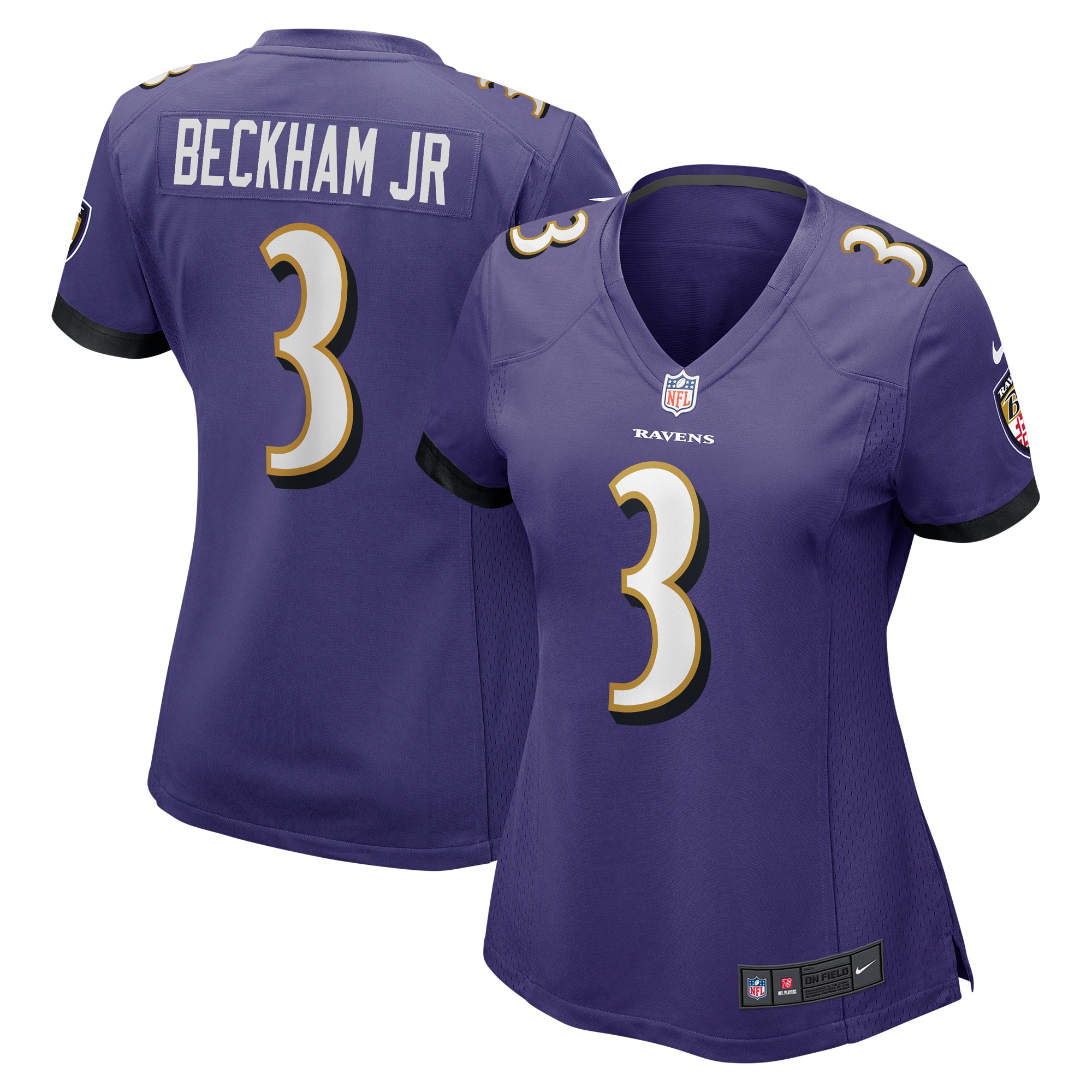 Women's Baltimore Ravens Odell Beckham Jr. Purple Game Jersey JS7448 nicesnker