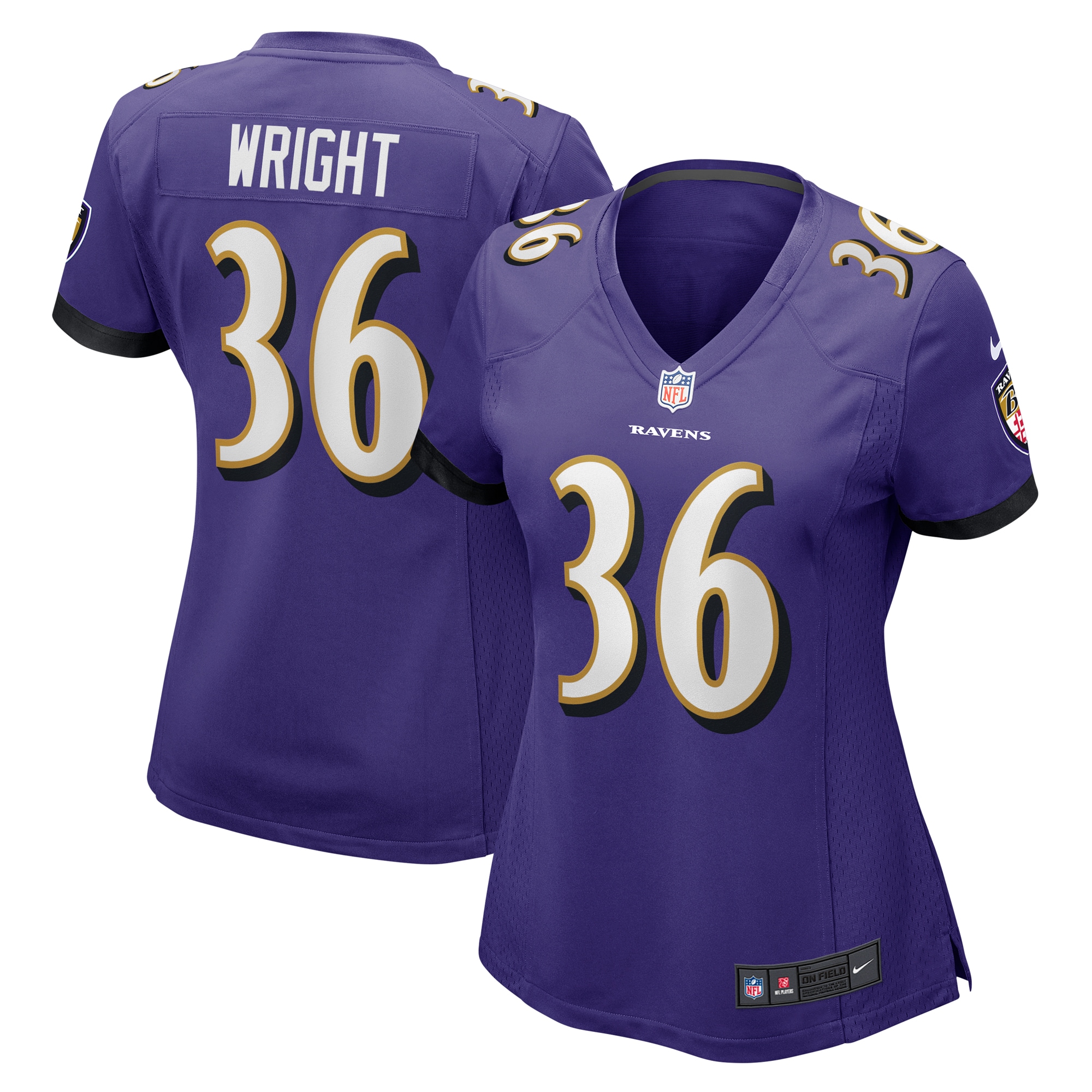 Women's Baltimore Ravens Owen Wright Purple Game Jersey JS4255 nicesnker