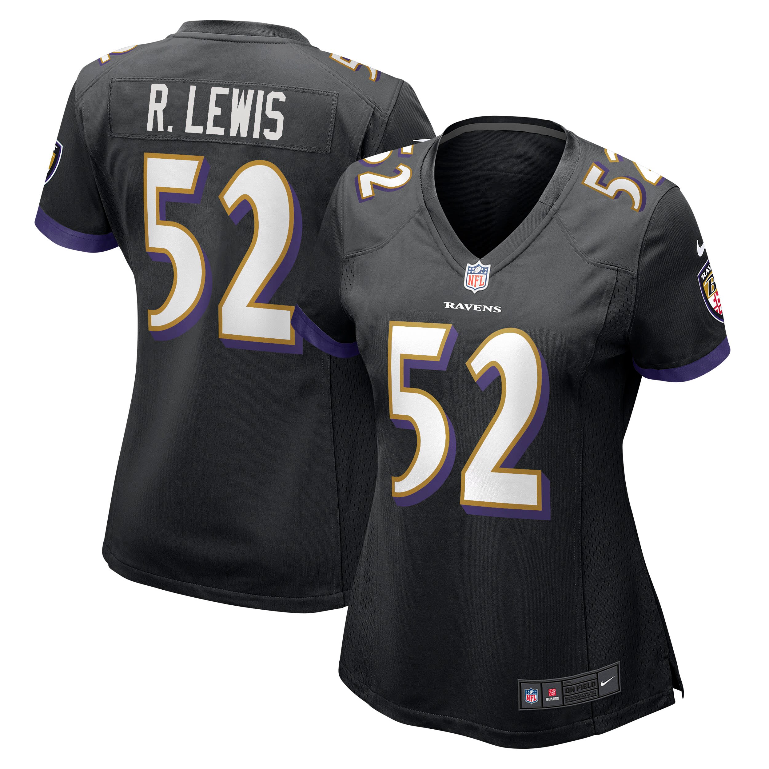 Women's Baltimore Ravens Ray Lewis Black Retired Player Jersey JS1450 nicesnker