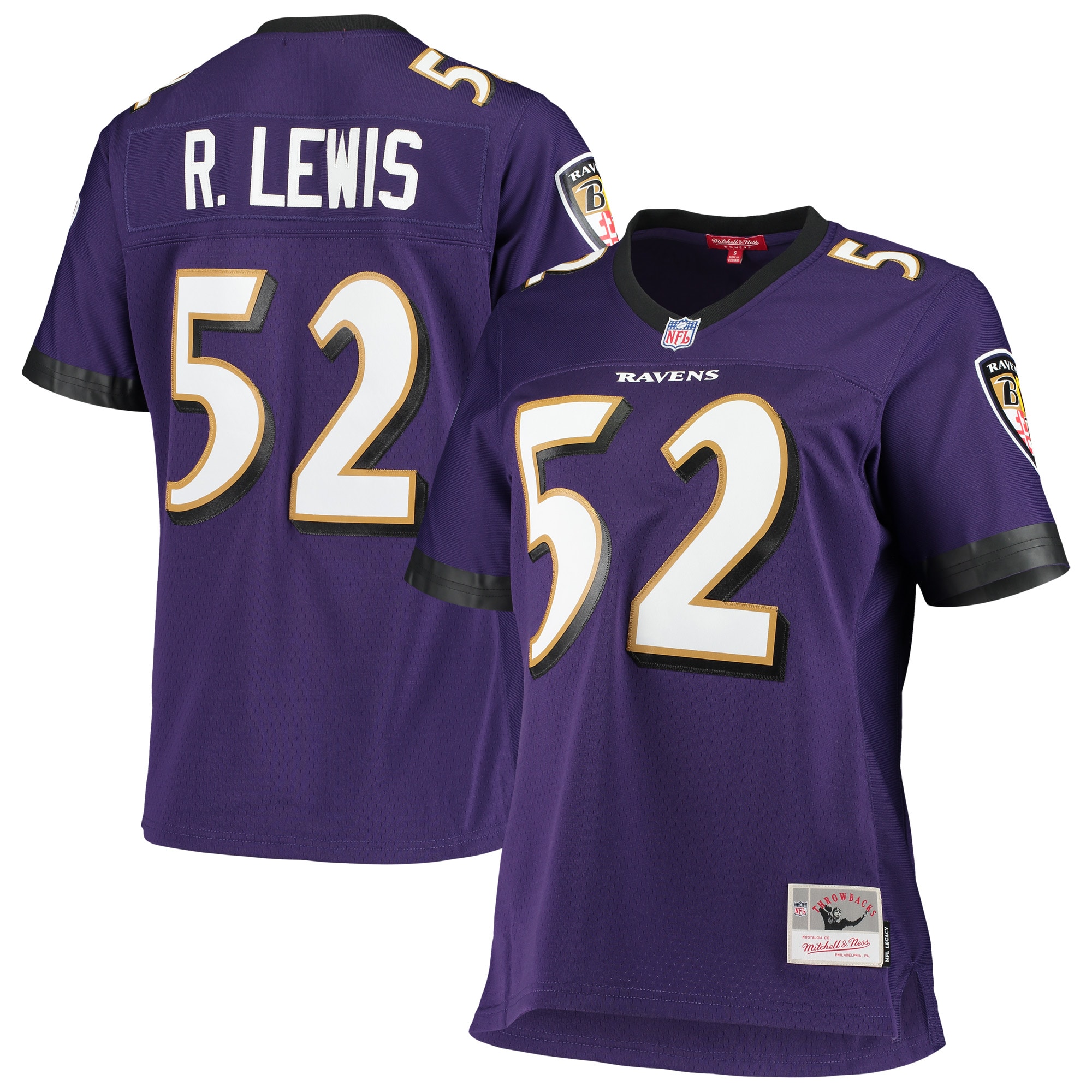Women's Baltimore Ravens Ray Lewis Mitchell & Ness Purple Legacy Team Jersey JS5304 nicesnker