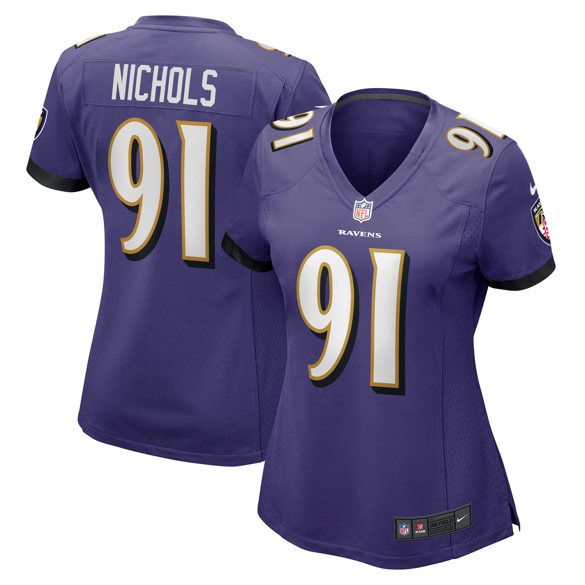 Women's Baltimore Ravens Rayshad Nichols Purple Game Player Jersey JS1534 nicesnker