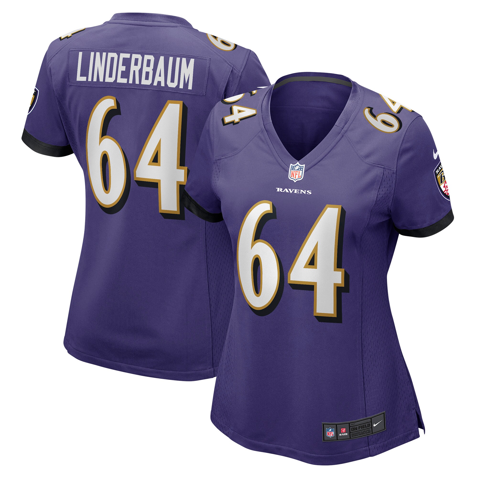 Women's Baltimore Ravens Tyler Linderbaum Purple Player Game Jersey JS8063 nicesnker