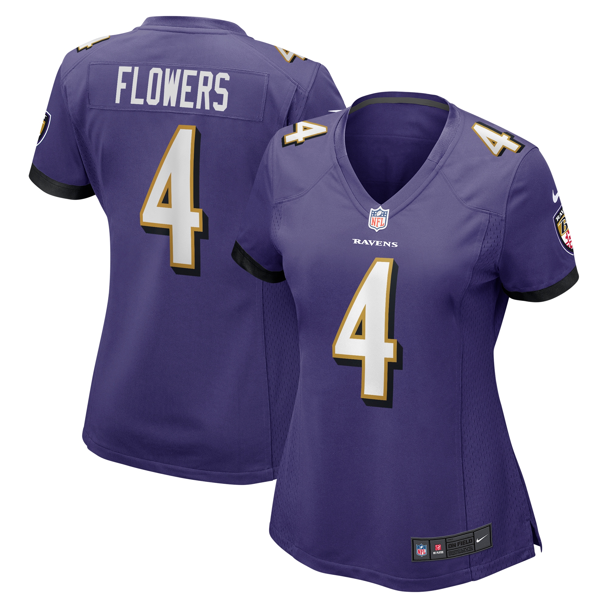 Women's Baltimore Ravens Zay Flowers Purple Team Game Jersey JS7282 nicesnker