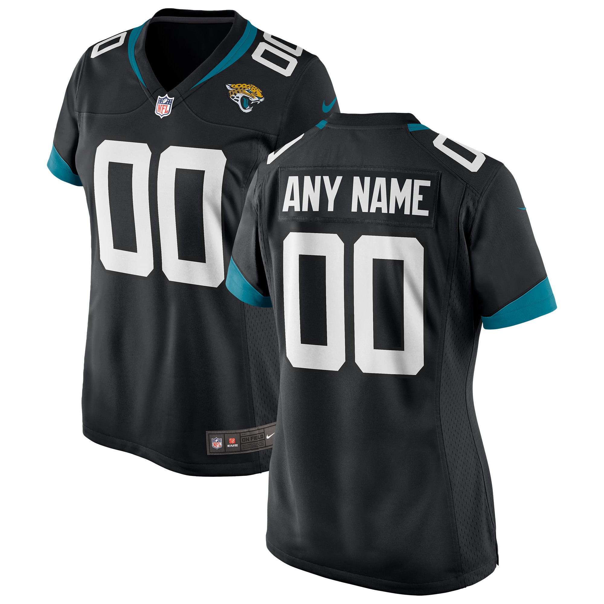 Women's Black Jacksonville Jaguars Custom Jersey JS9001 nicesnker