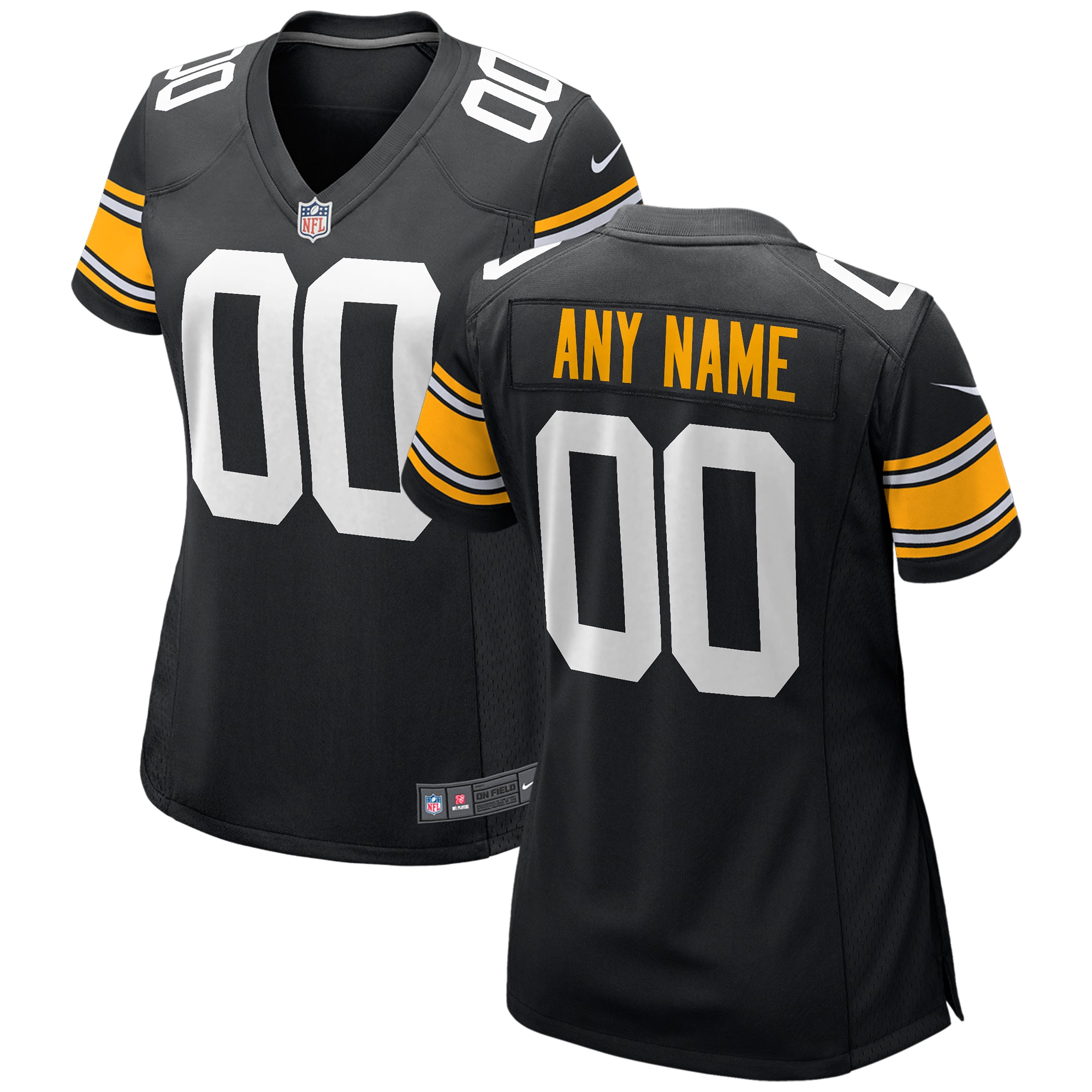 Women's Black Pittsburgh Steelers Alternate Custom Game Jersey JS9175 nicesnker