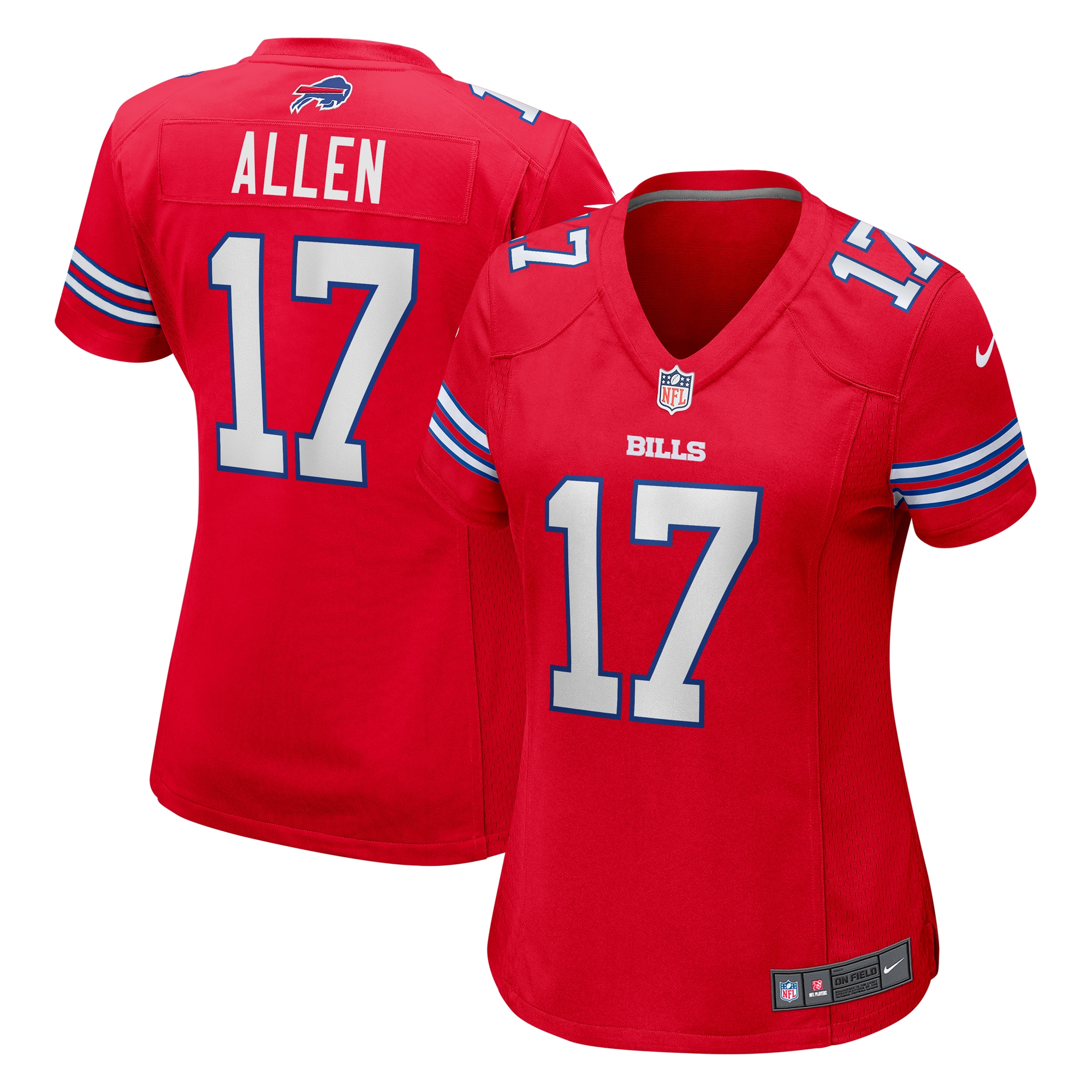 Women's Buffalo Bills Josh Allen Red Player Jersey JS9038 nicesnker