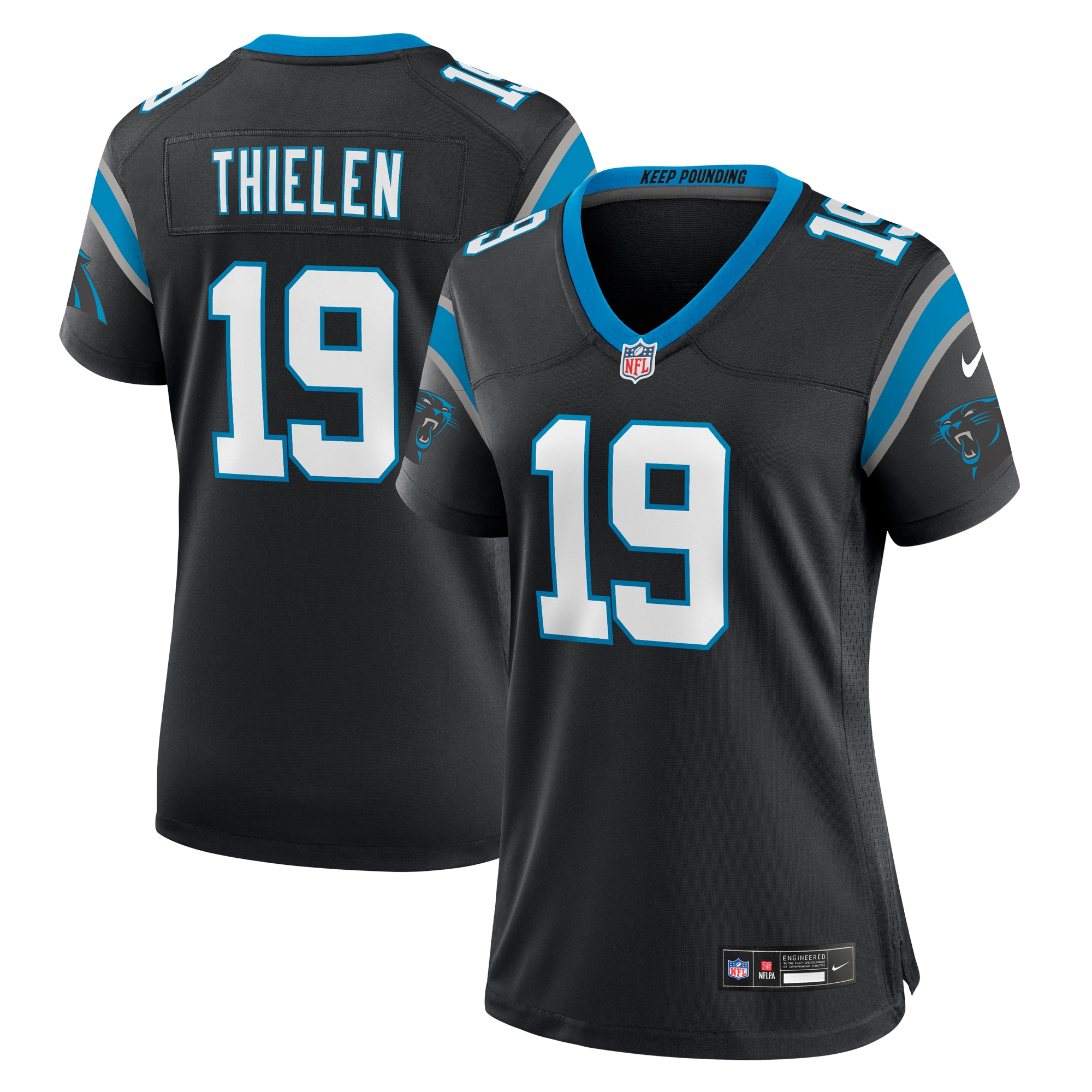 Women's Carolina Panthers Adam Thielen Black Team Game Jersey JS9180 nicesnker