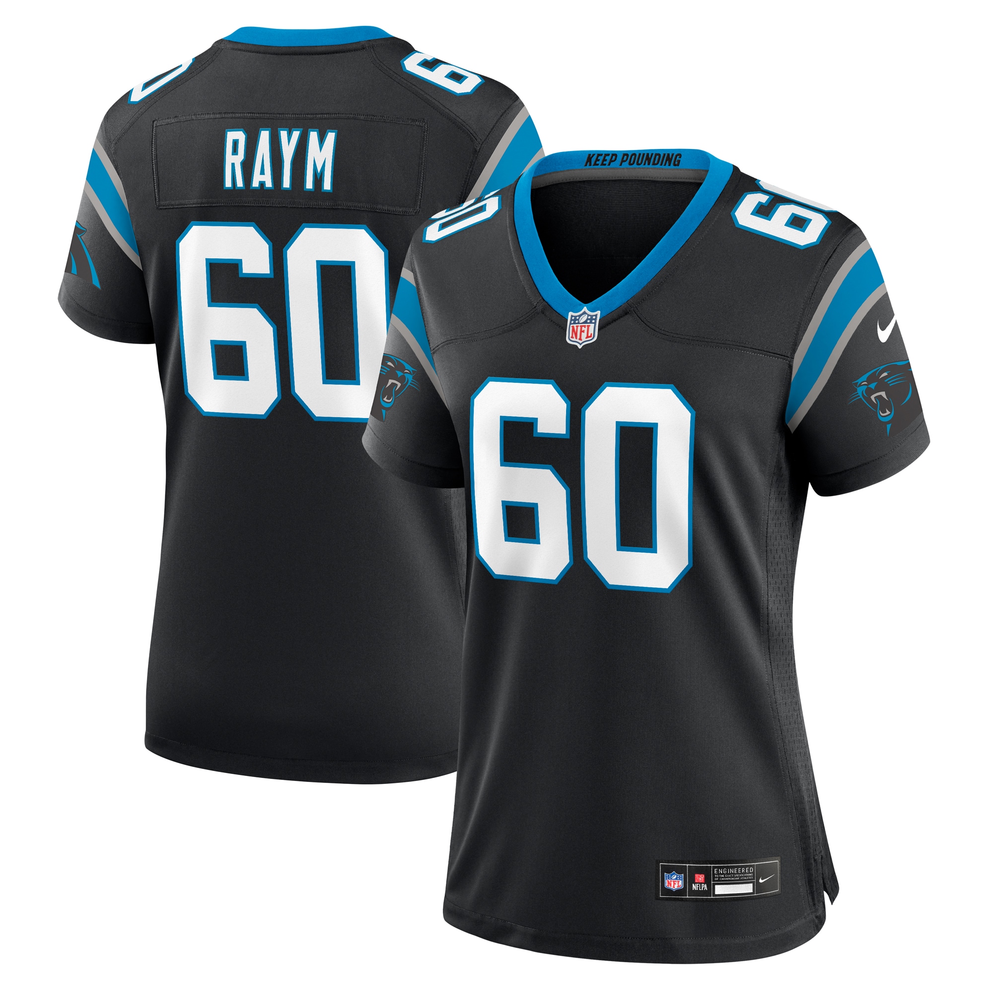 Women's Carolina Panthers Andrew Raym Black Game Jersey JS5489 nicesnker