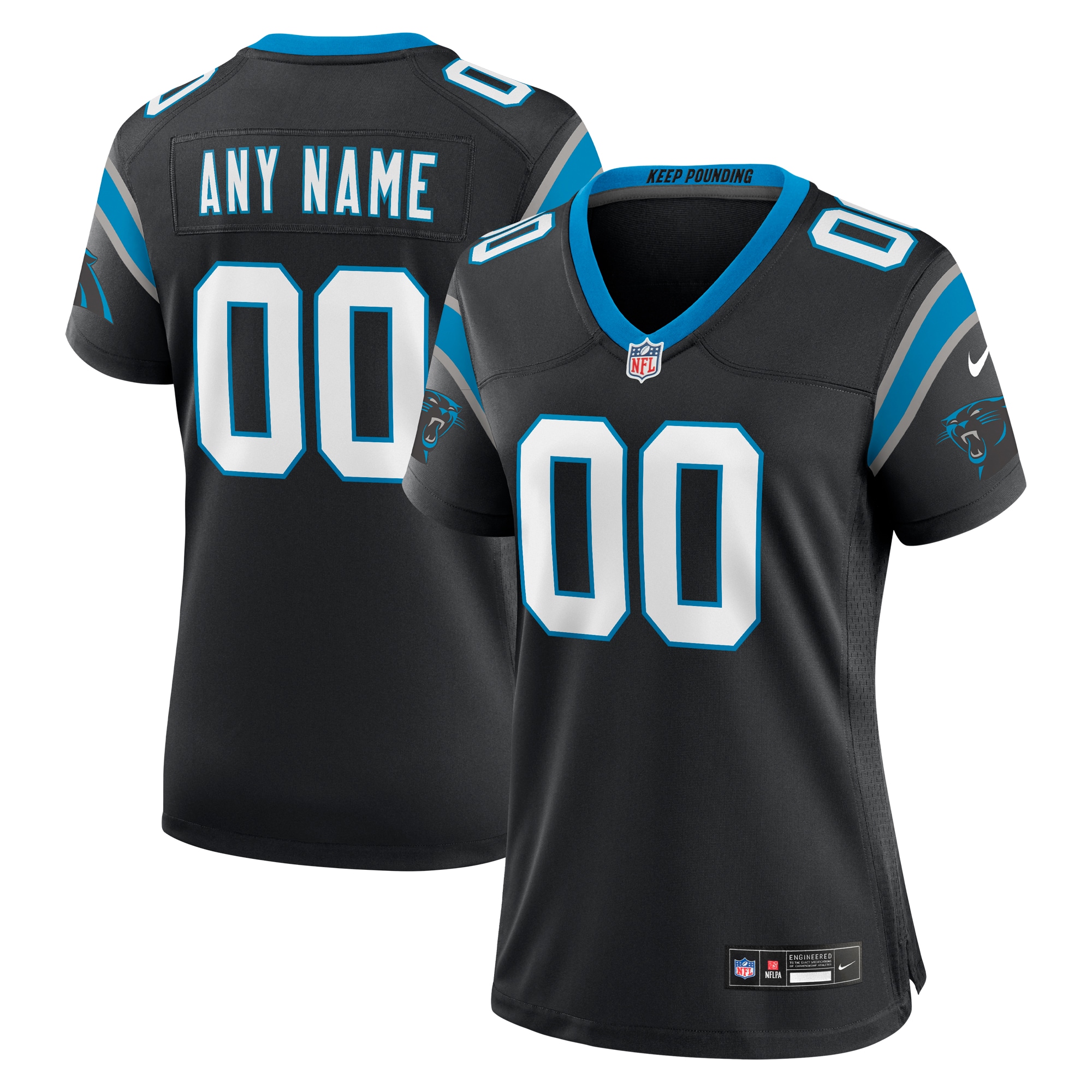 Women's Carolina Panthers Black Custom Game Jersey JS6190 nicesnker