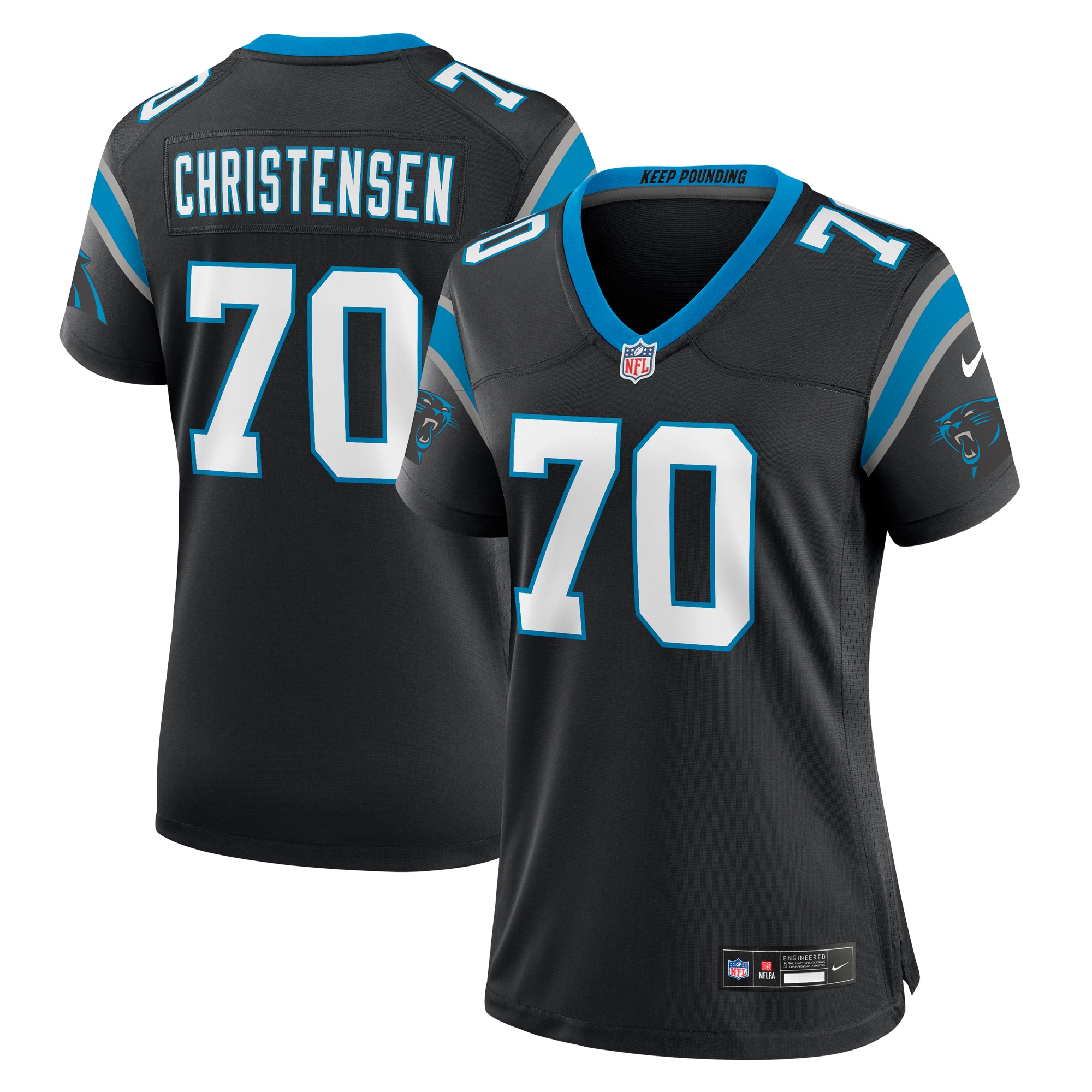 Women's Carolina Panthers Brady Christensen Black Team Game Jersey JS9751 nicesnker