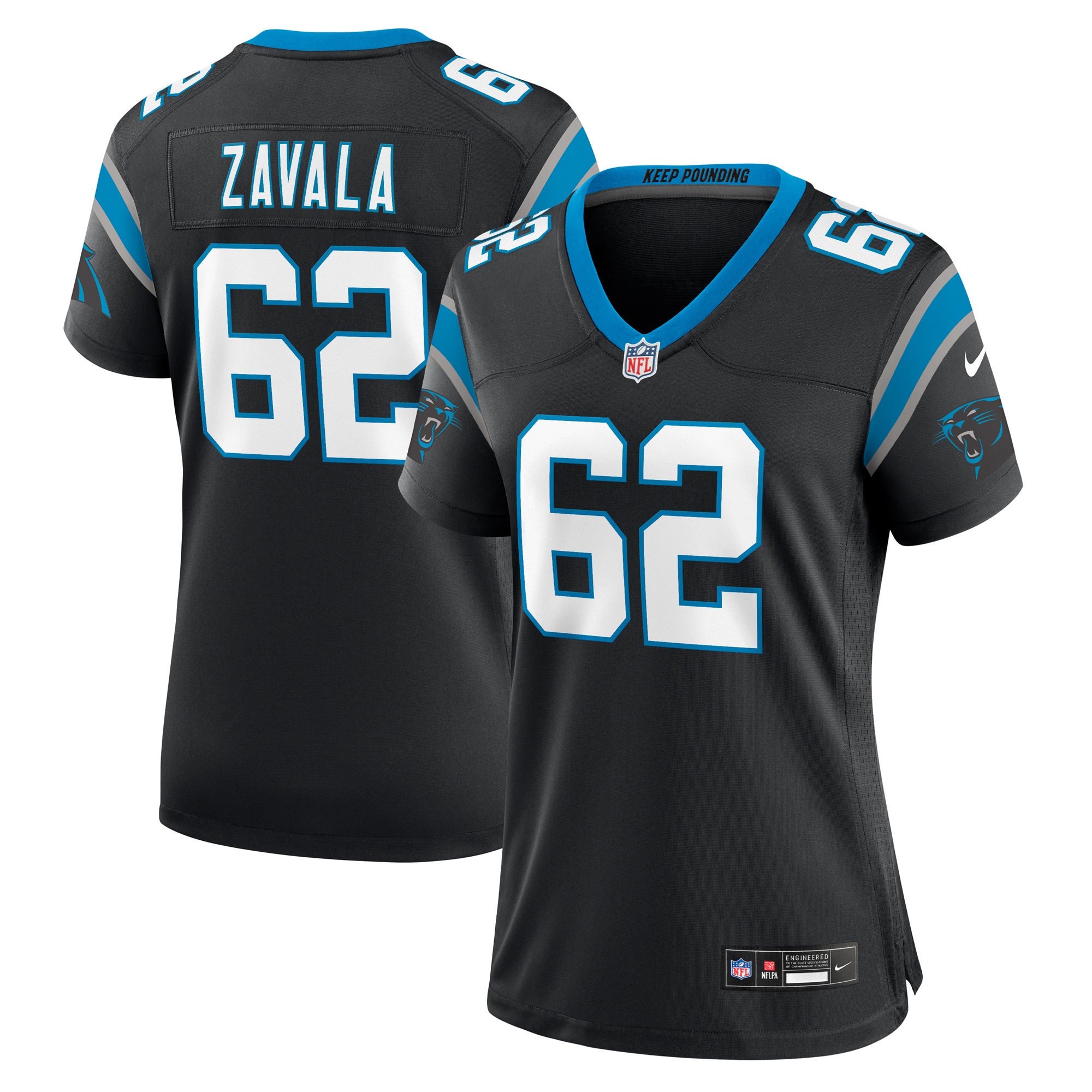 Women's Carolina Panthers Chandler Zavala Black Game Jersey JS5847 nicesnker