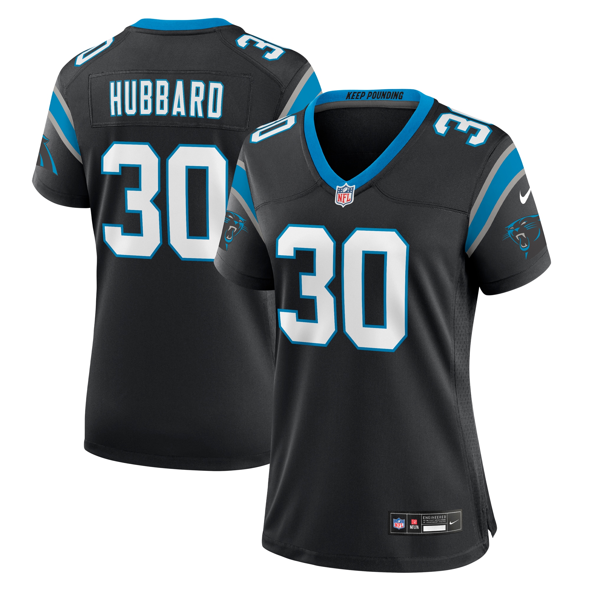 Women's Carolina Panthers Chuba Hubbard Black Team Game Jersey JS1368 nicesnker