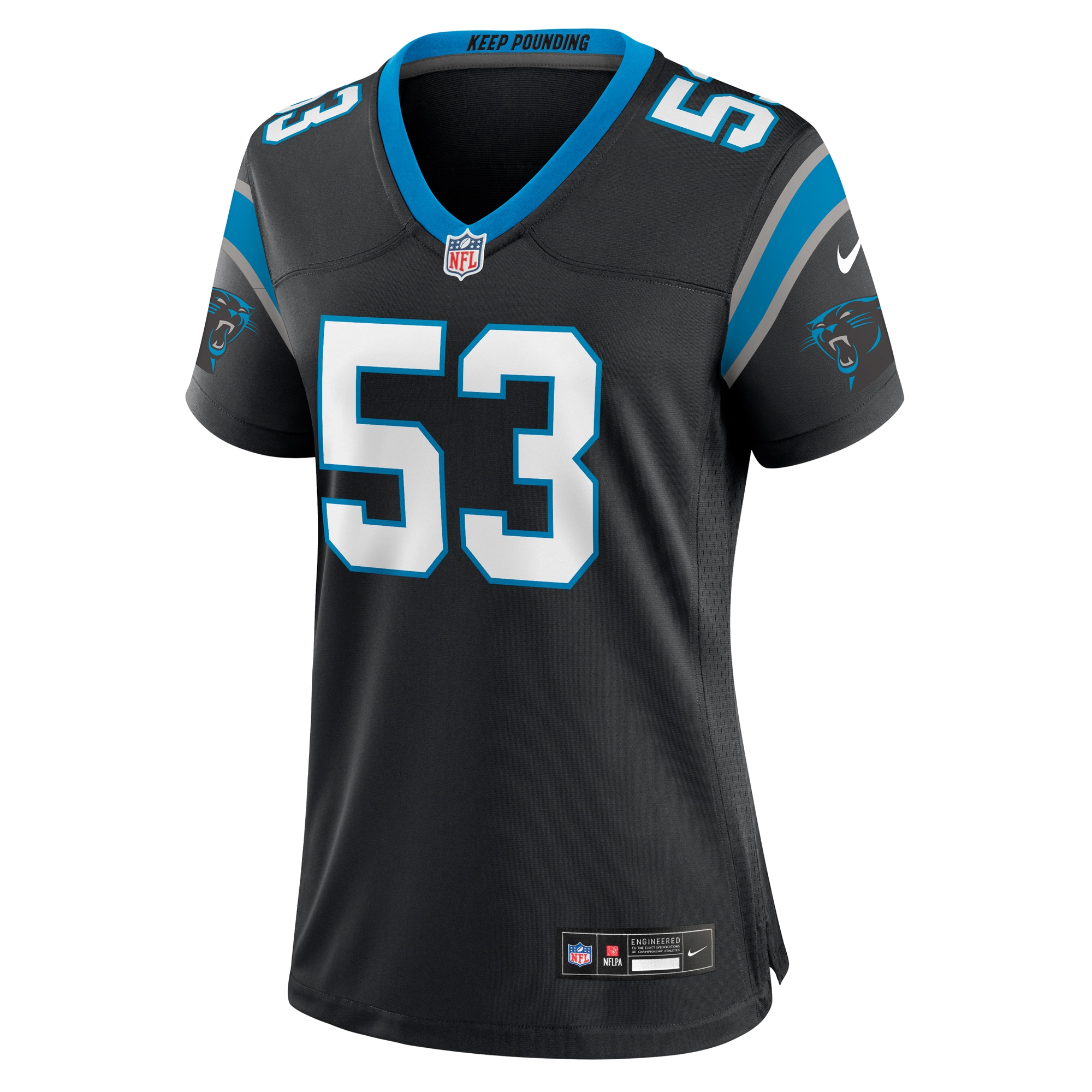 Alternative view of Women's Carolina Panthers Claudin Cherelus Black Team Game Jersey JS9379 nicesnker