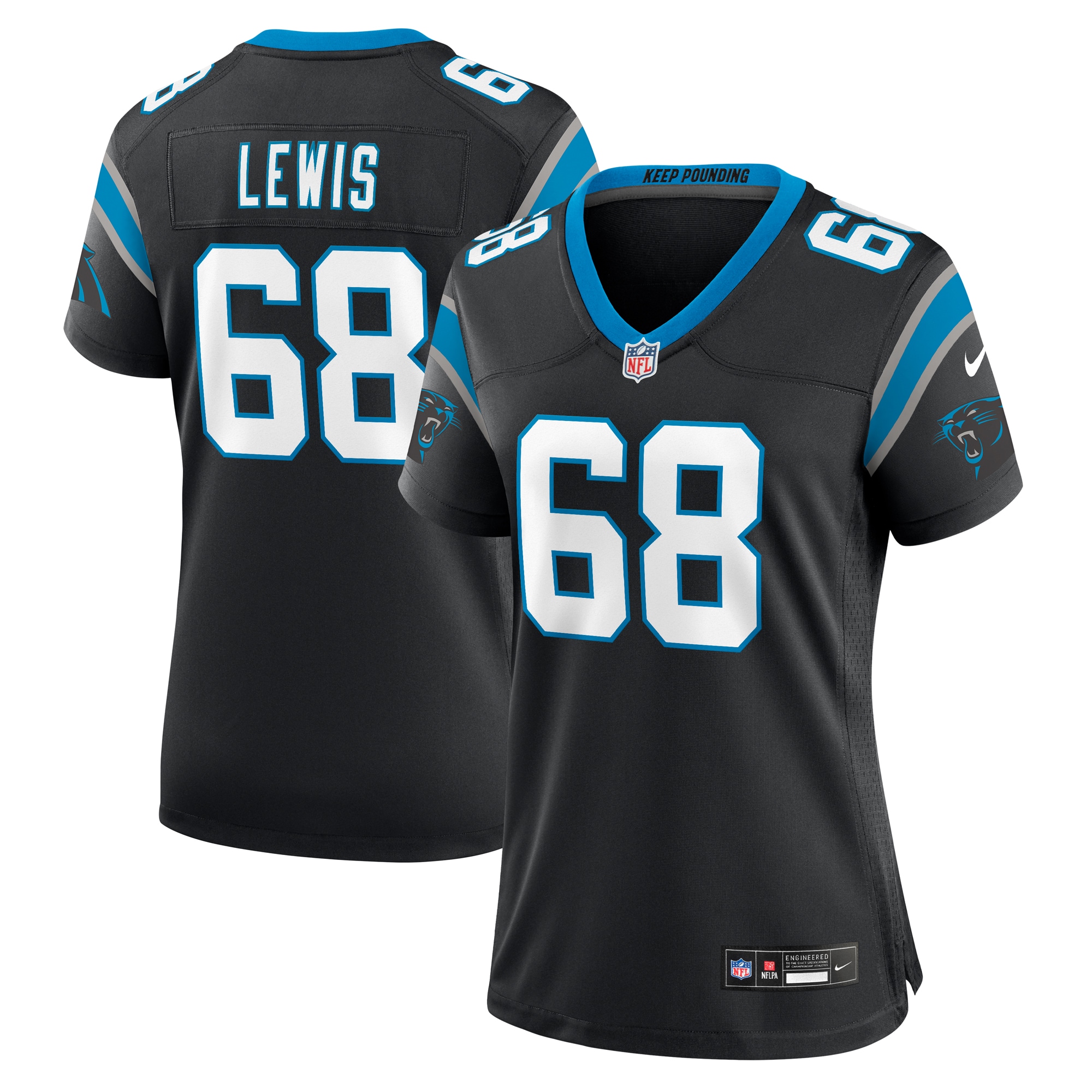 Women's Carolina Panthers Damien Lewis Black Game Jersey JS4071 nicesnker