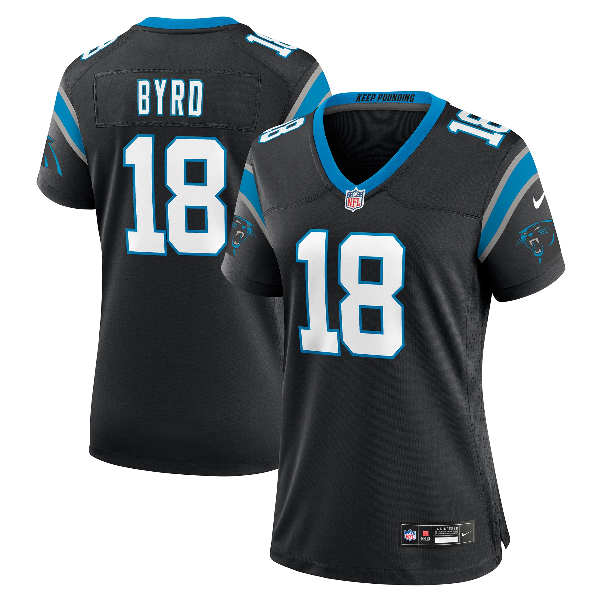 Women's Carolina Panthers Damiere Byrd Black Game Player Jersey JS2764 nicesnker