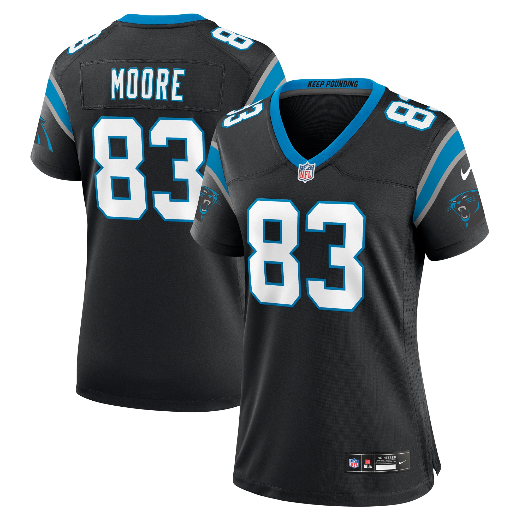 Women's Carolina Panthers David Moore Black Game Jersey JS9084 nicesnker