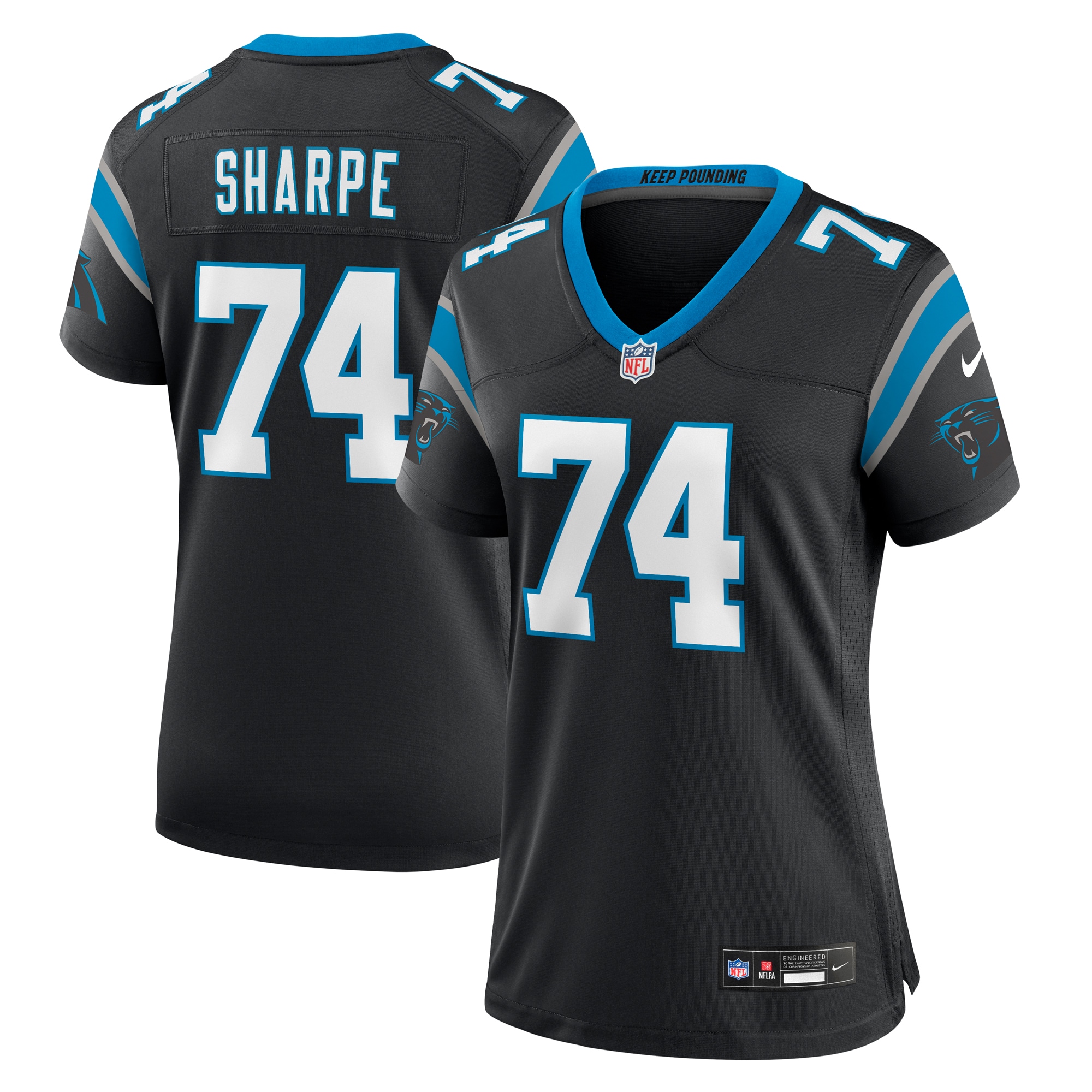 Women's Carolina Panthers David Sharpe Black Team Game Jersey JS8741 nicesnker