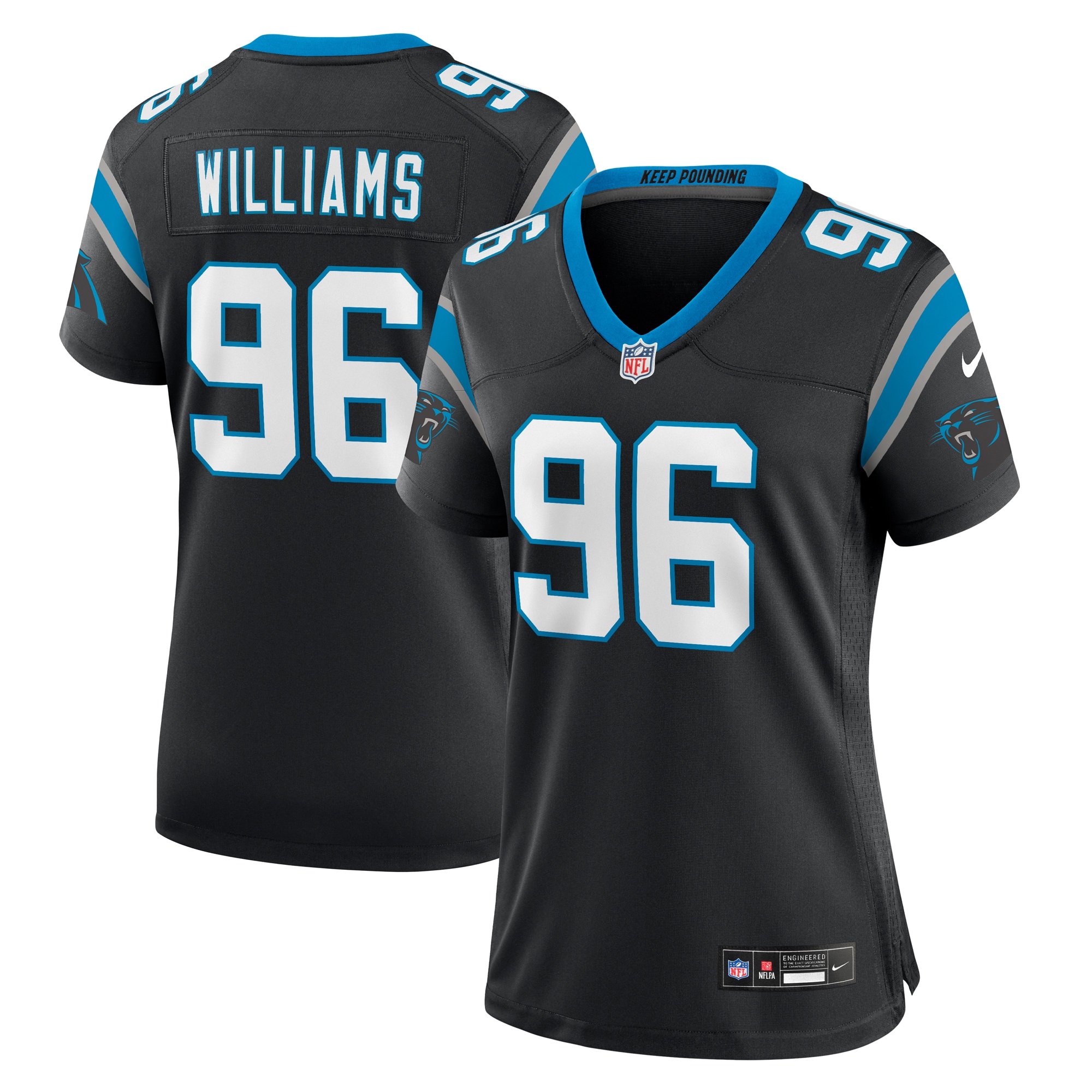 Women's Carolina Panthers DeShawn Williams Black Women's All Player Jersey JS5813 nicesnker