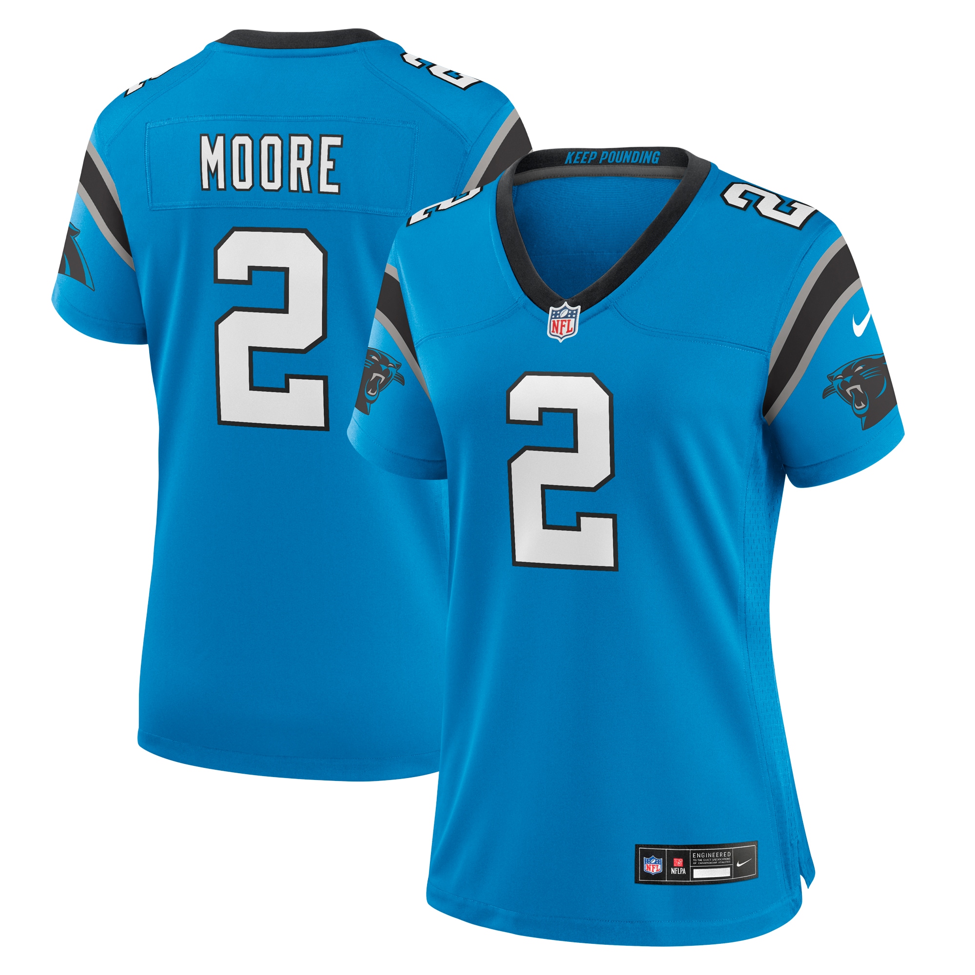 Women's Carolina Panthers D.J. Moore Blue Player Jersey JS1981 nicesnker
