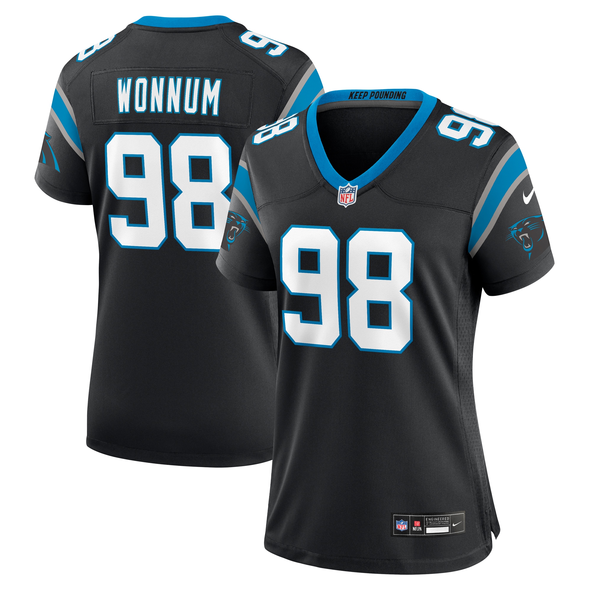 Women's Carolina Panthers D.J. Wonnum Black Game Jersey JS9622 nicesnker
