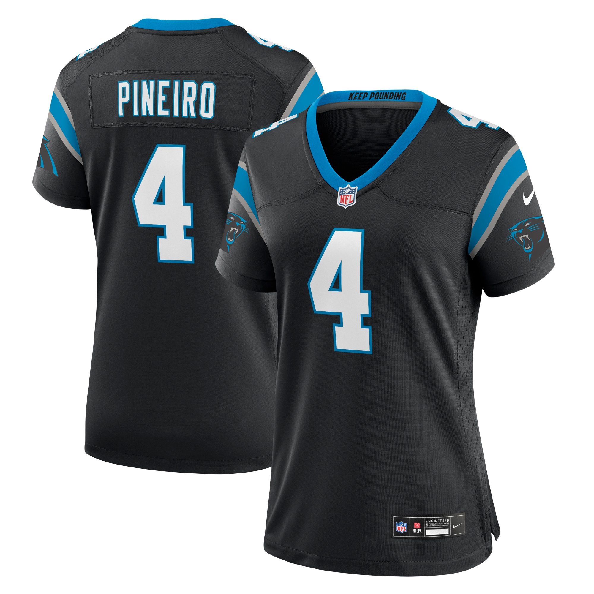 Women's Carolina Panthers Eddy Pineiro Black Team Game Jersey JS1205 nicesnker