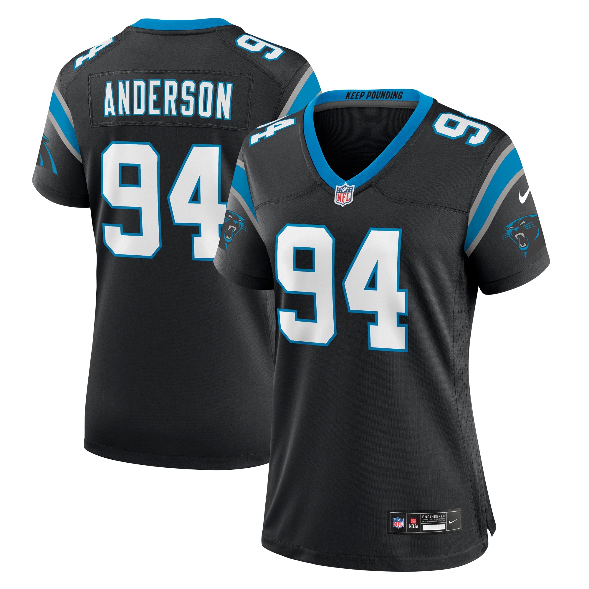 Women's Carolina Panthers Henry Anderson Black Team Game Jersey JS1826 nicesnker