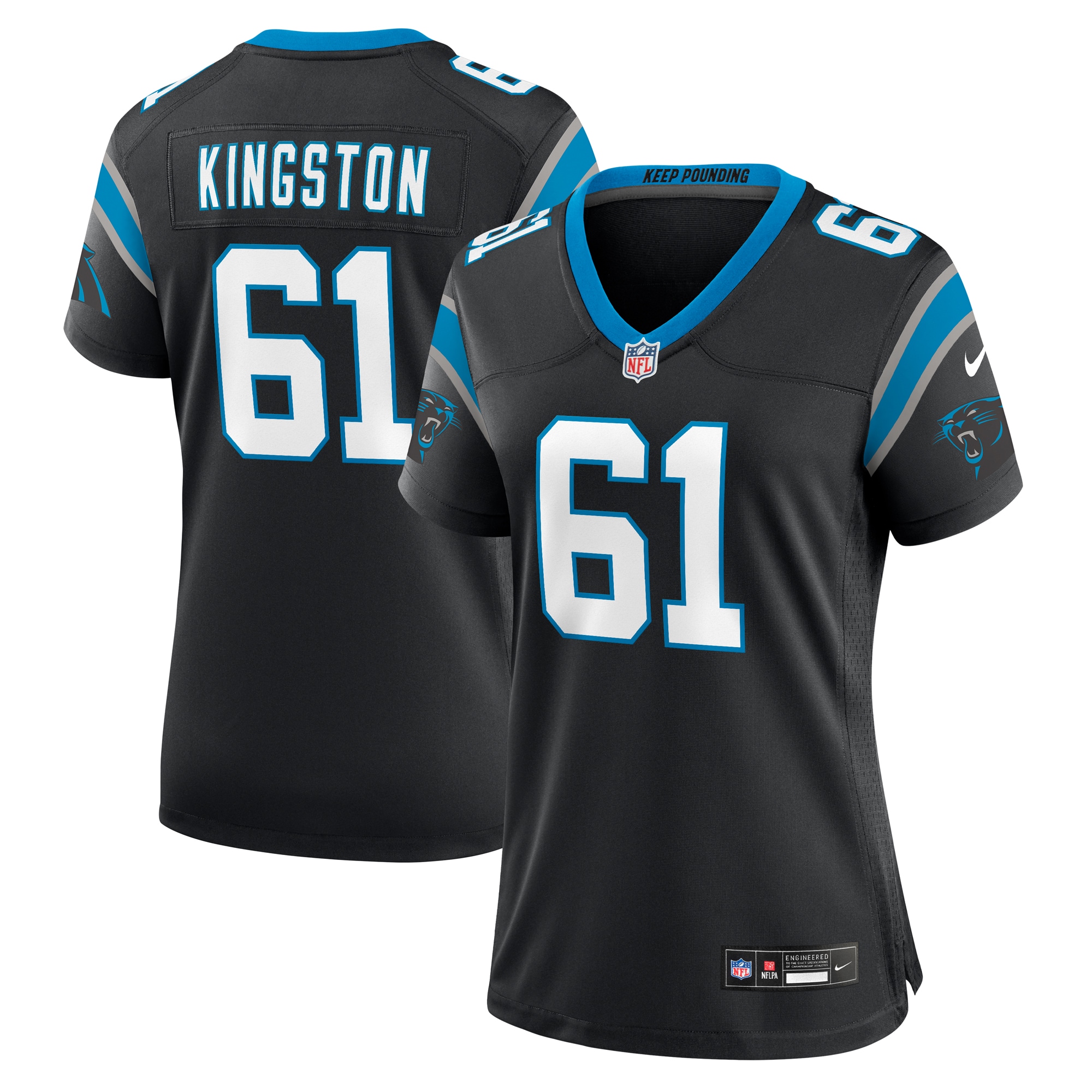 Women's Carolina Panthers Jarrett Kingston Black Game Jersey JS5148 nicesnker