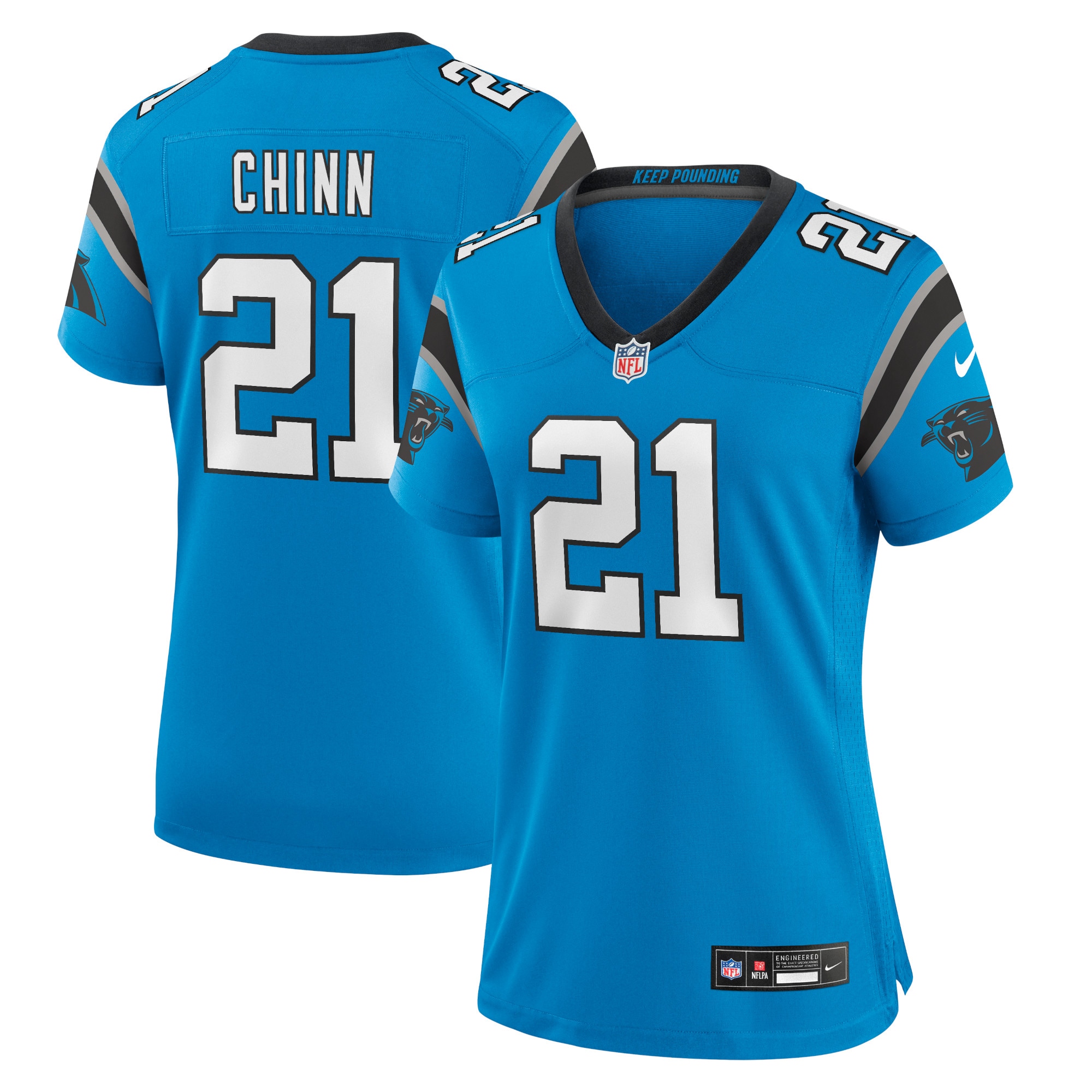 Women's Carolina Panthers Jeremy Chinn Blue Player Jersey JS8427 nicesnker