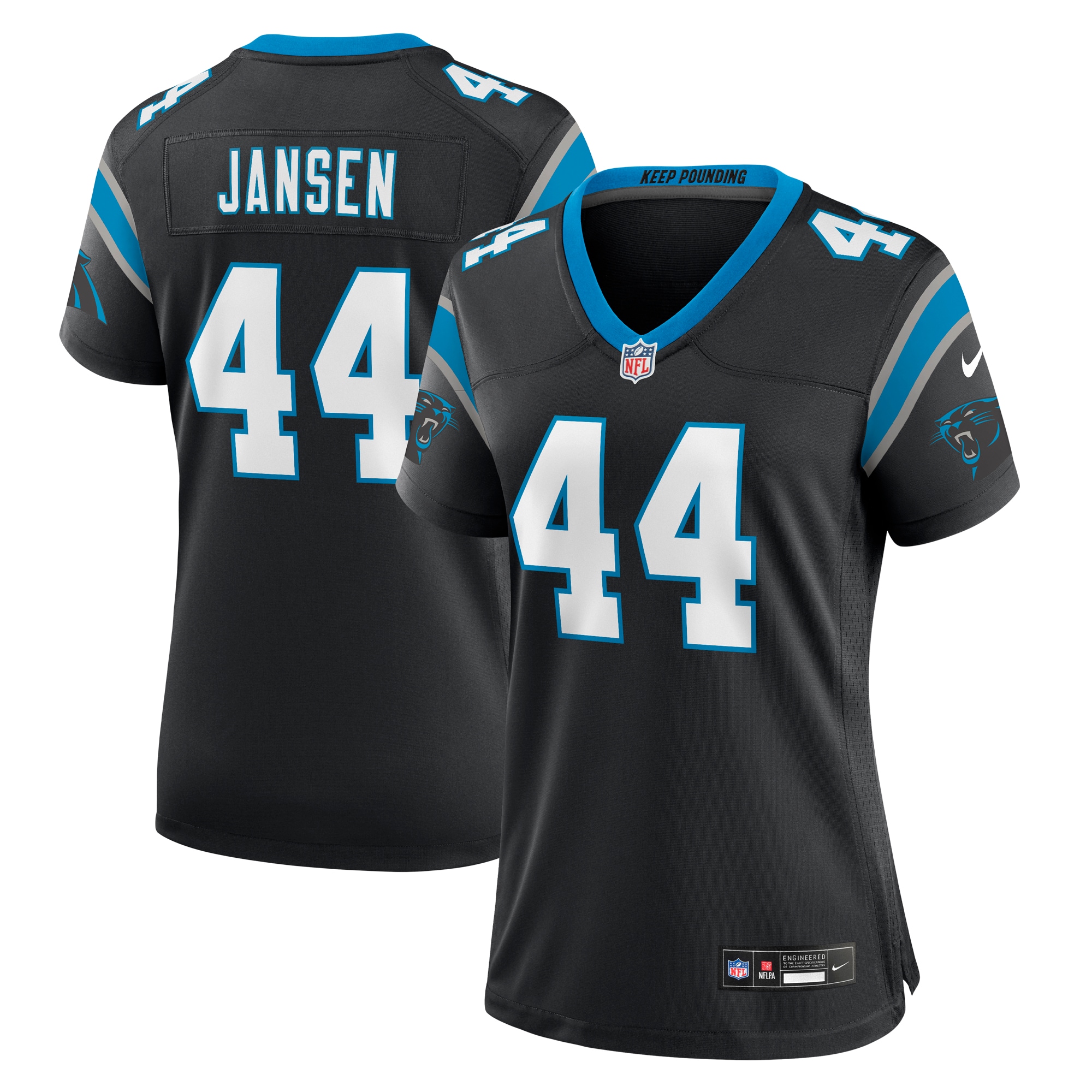 Women's Carolina Panthers J.J. Jansen Black Team Game Jersey JS7287 nicesnker