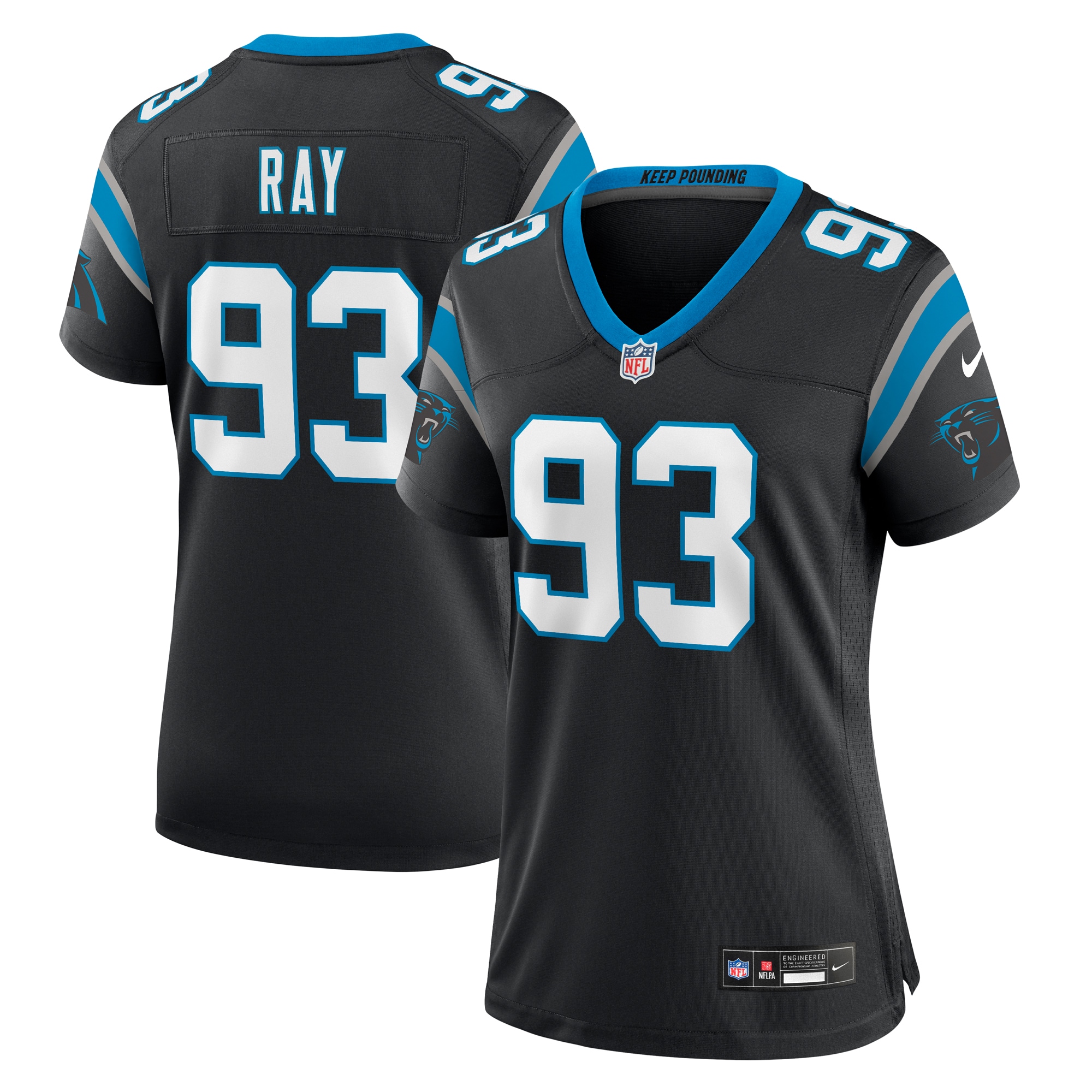 Women's Carolina Panthers LaBryan Ray Black Team Game Jersey JS5648 nicesnker
