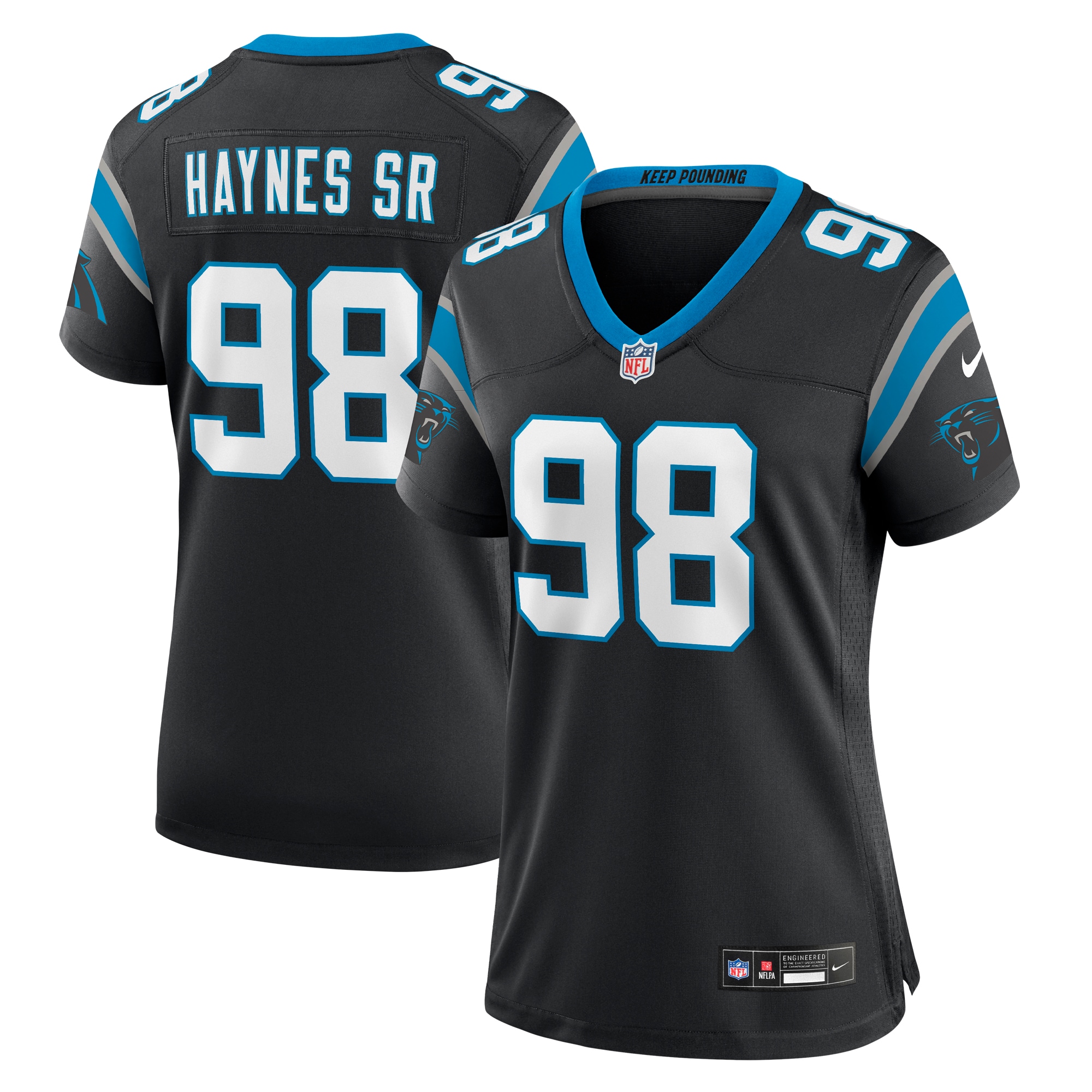 Women's Carolina Panthers Marquis Haynes Sr. Black Team Game Jersey JS2393 nicesnker